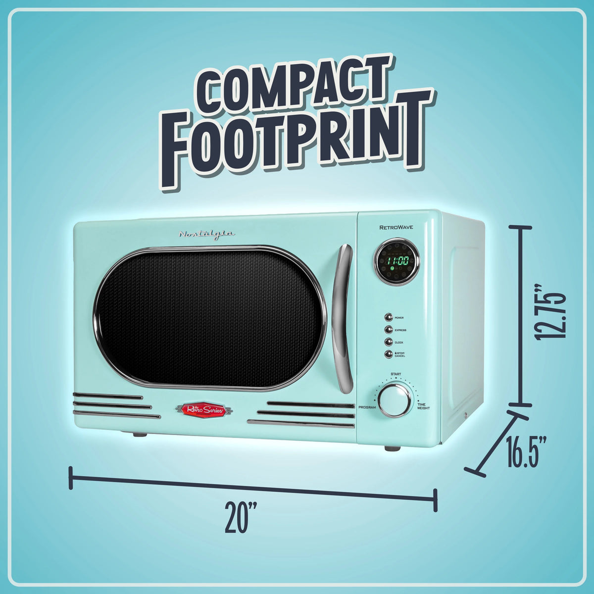 Nostalgia Retro Countertop Microwave Oven - Large 1000-Watt - 1.1 cu ft - 12 Pre-Programmed Cooking Settings - Digital Clock - Kitchen Appliances - Black