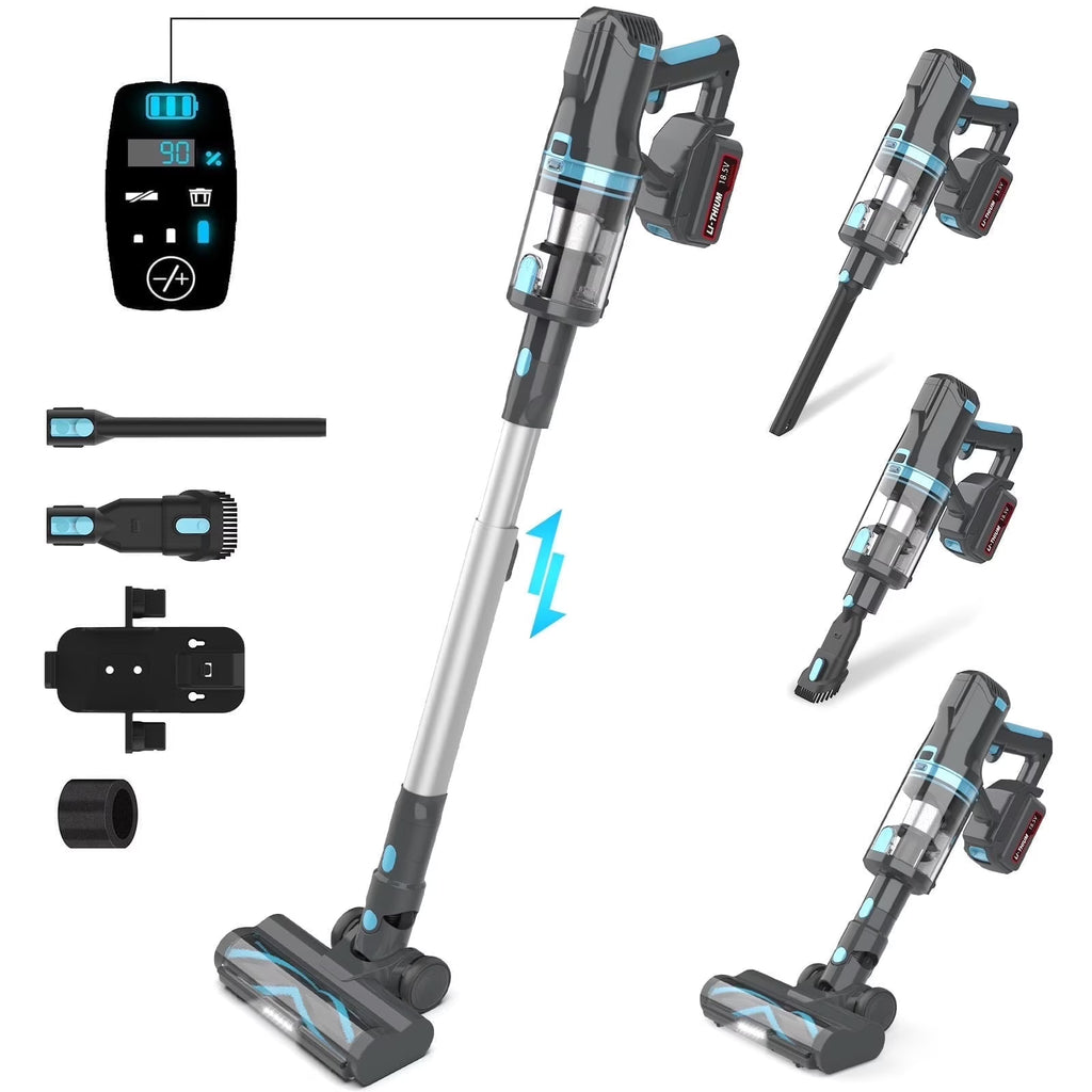 Cordless Vacuum Cleaner,30Kpa 60Mins Stick Vacuum Cleaner with LED Touch Screen,Lightweight Vacuum for Home Pet Hair Carpet Hard Floors V11(Blue)