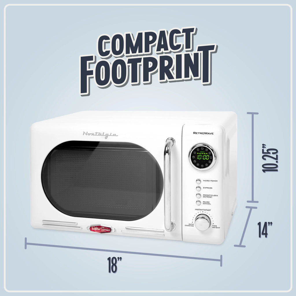 Nostalgia Retro Compact Countertop Microwave Oven - 0.7 Cu. Ft. - 700-Watts with LED Digital Display - Child Lock - Easy Clean Interior - Orange