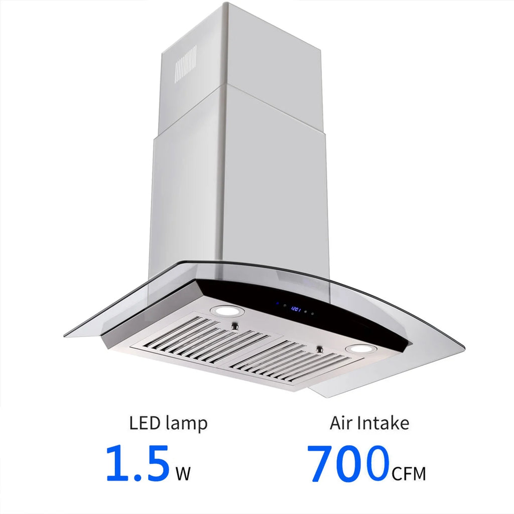 Joeaonz 30-Inch Wall Mount Range Hood with 3-Speed Ventilation and Dishwasher-Safe Filters, 700 CFM, 120V