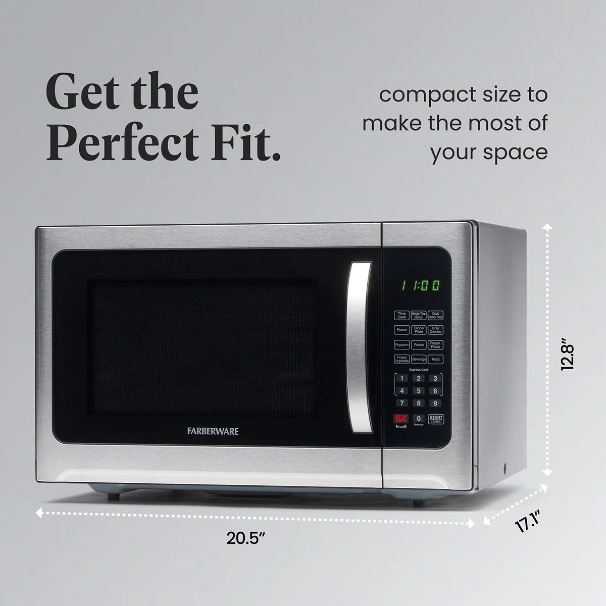 Farberware Professional 1.2 Cu. Ft. 1000-Watt Microwave Oven with Sensor Cooking, Stainless Steel/Black Body Wrap