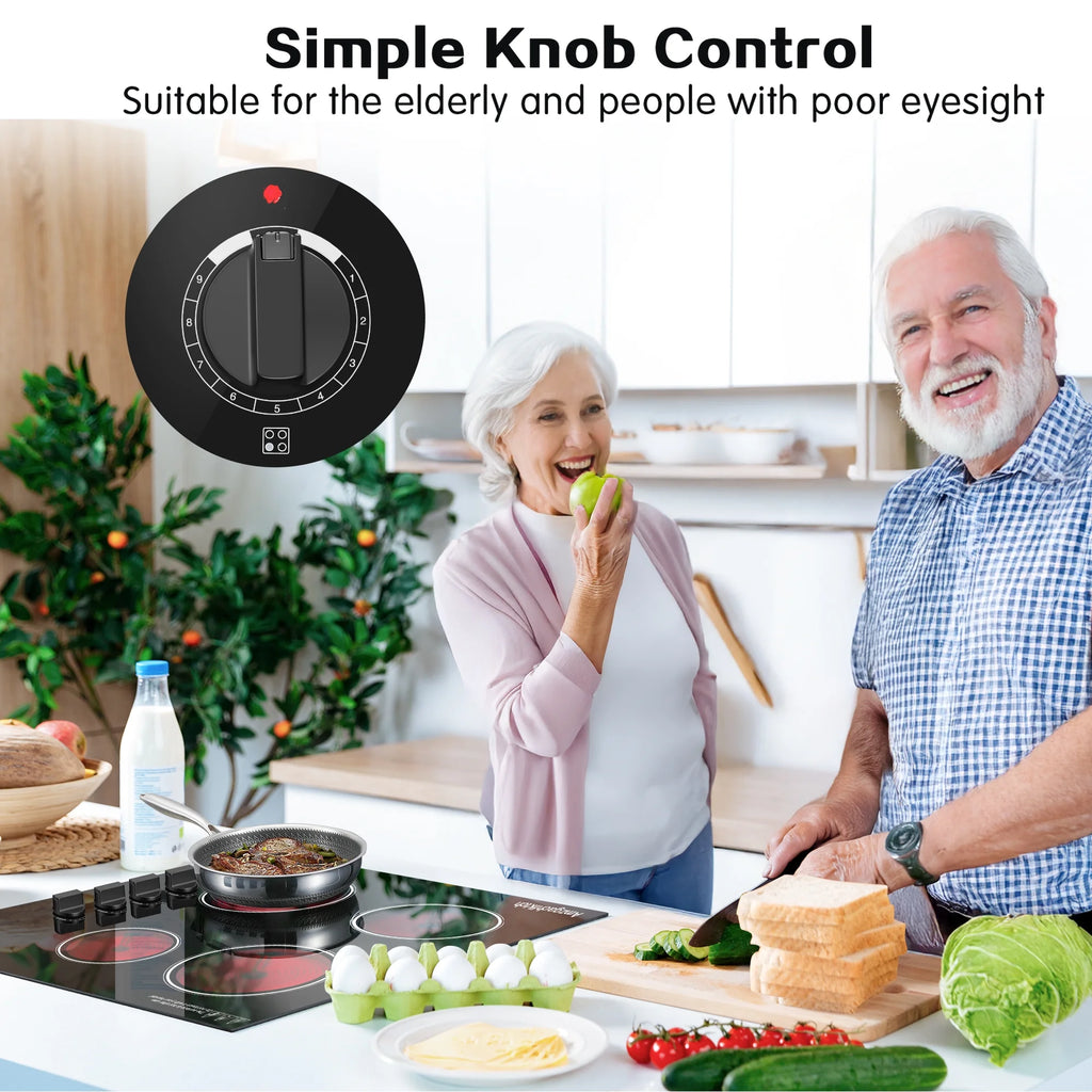 30 inch 4 Burner Built in Electric Ceramic Cooktop 6700W 240V with Hot Surface Indicator Radiation-Free ETL Certified