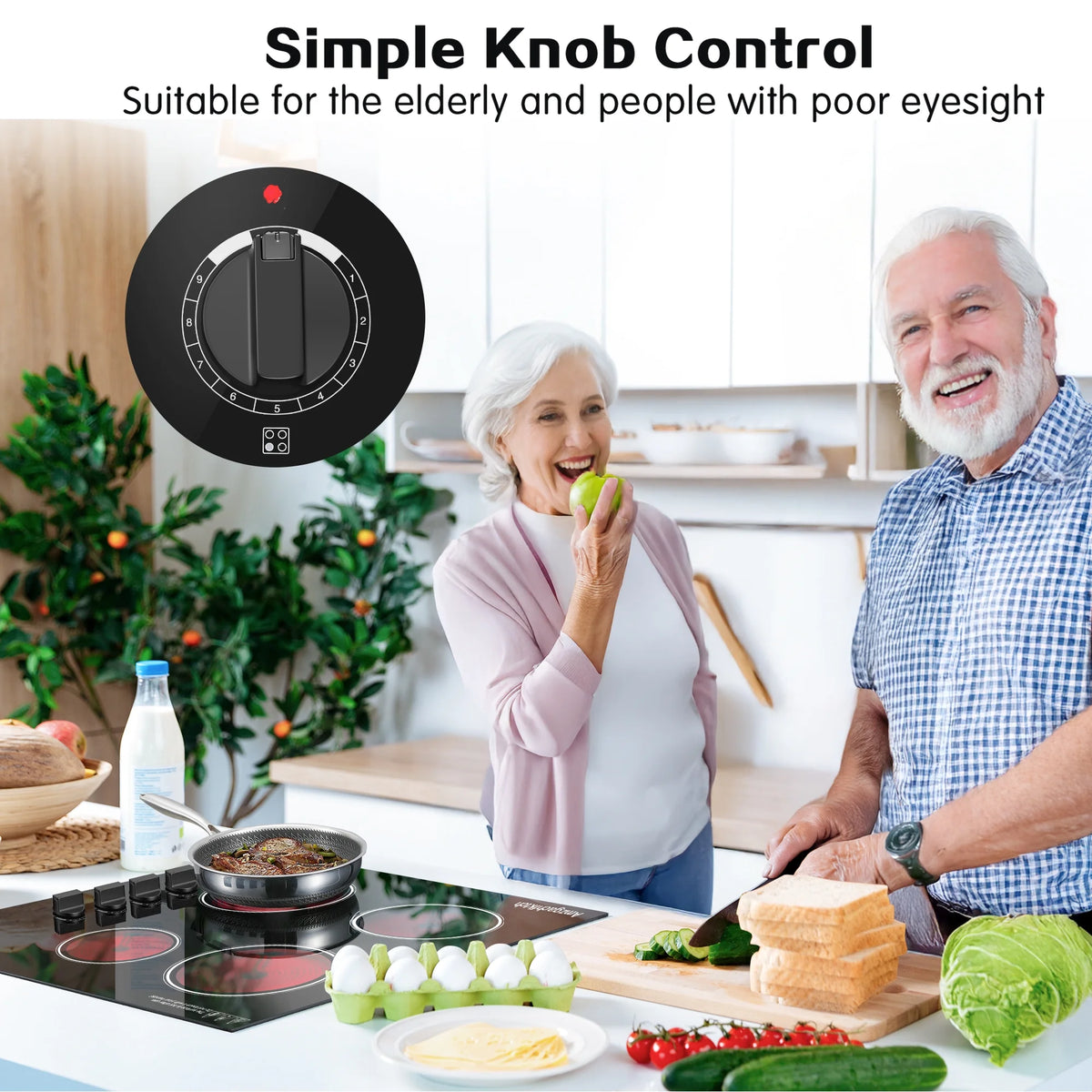 30 inch 4 Burner Built in Electric Ceramic Cooktop 6700W 240V with Hot Surface Indicator Radiation-Free ETL Certified