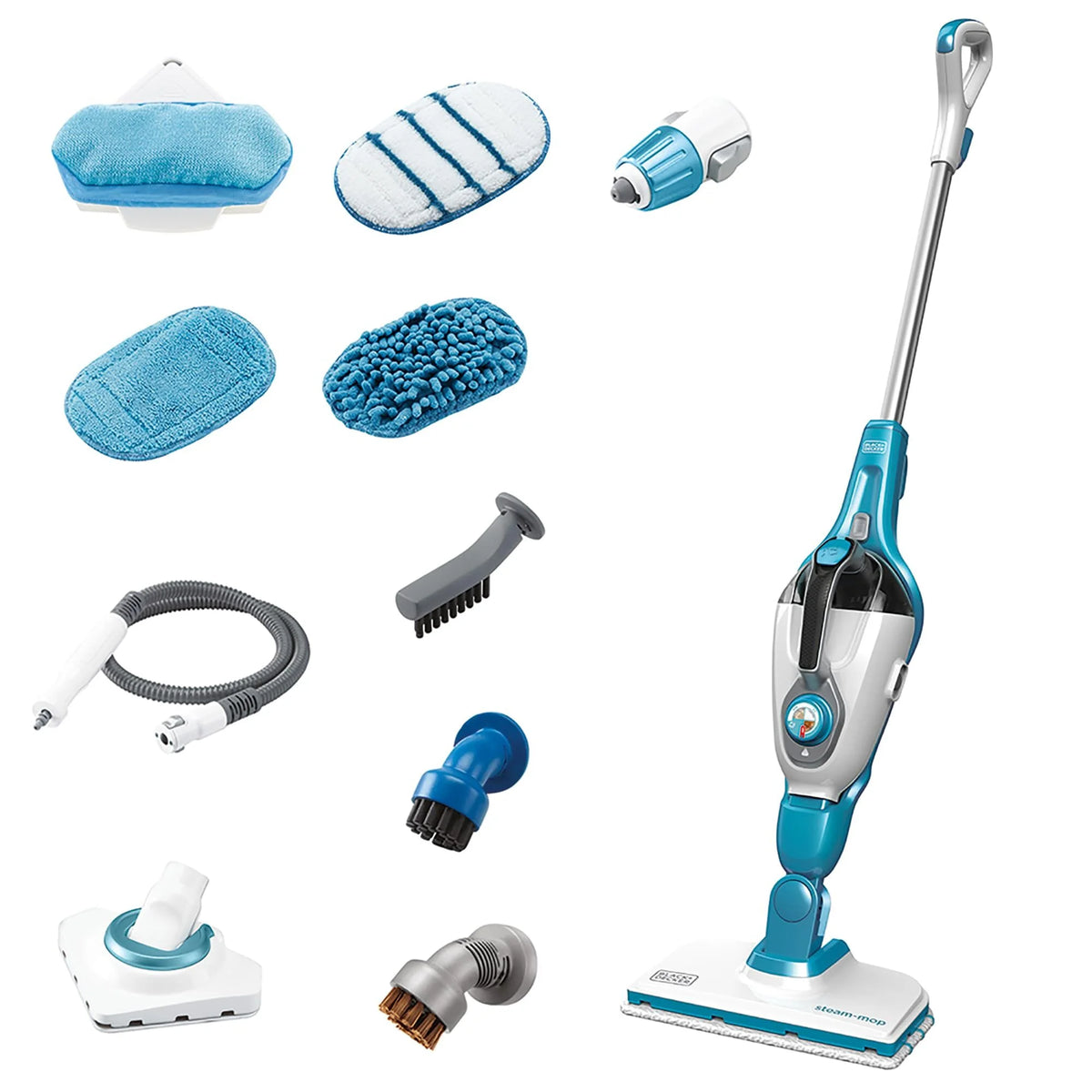 BLACK+DECKER Steam Mop + Glove 7in1 Complete Steam Cleaning Solution, HSMC1361SGP