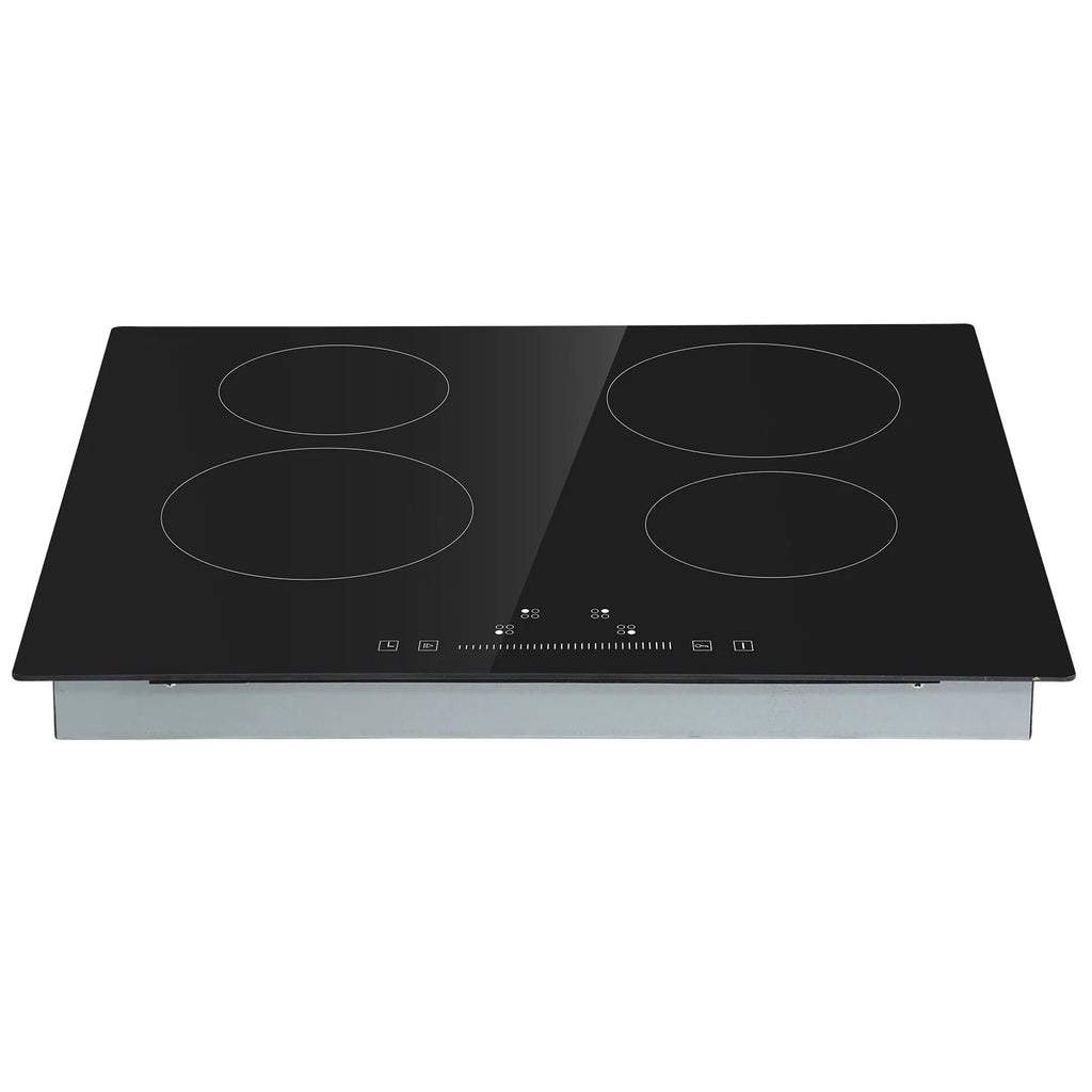 KFFKFF Electric Ceramic Cooktop, 23" 6000W 4 Burners Built-in Countertop Burners Cooker Touch Sensor Control, Overheat Protection, Child Lock, 220-240V (NO Plug)