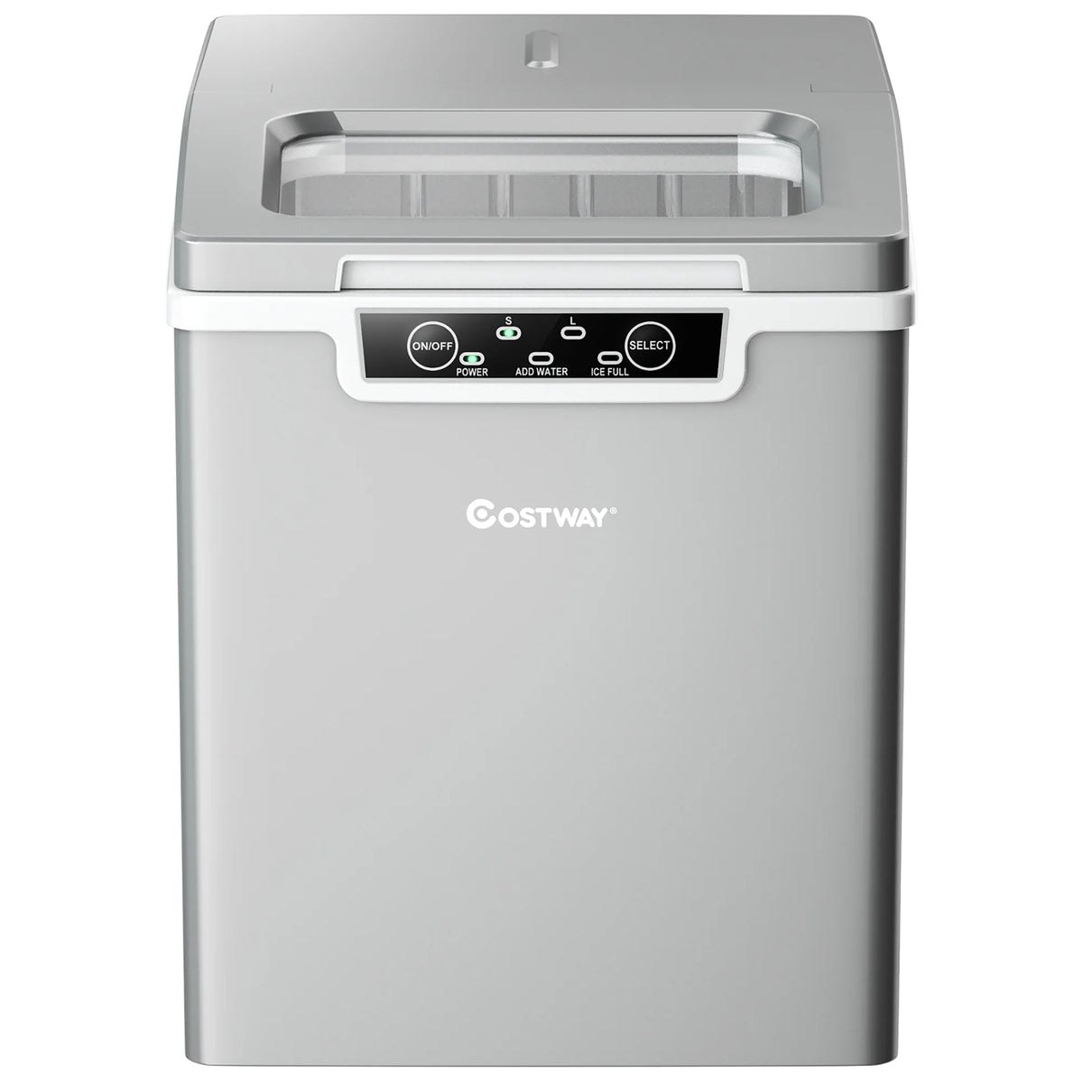 Costway Ice Maker Machine Countertop 26Lbs/24H Portable W/Scoop & Basket Silver