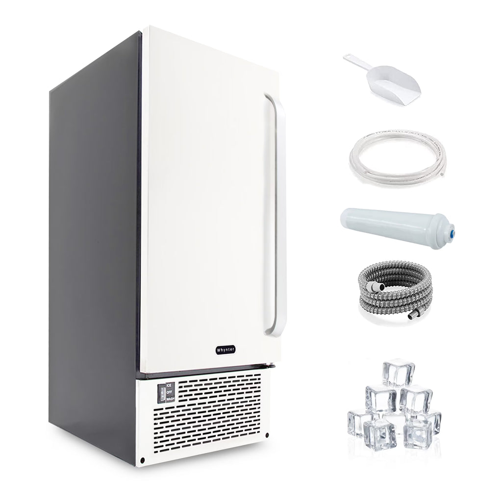 Whynter 15" Built-In Stainless Steel 80lb Capacity Clear Ice Cube Maker, Inline Water Filter UIM-502SS