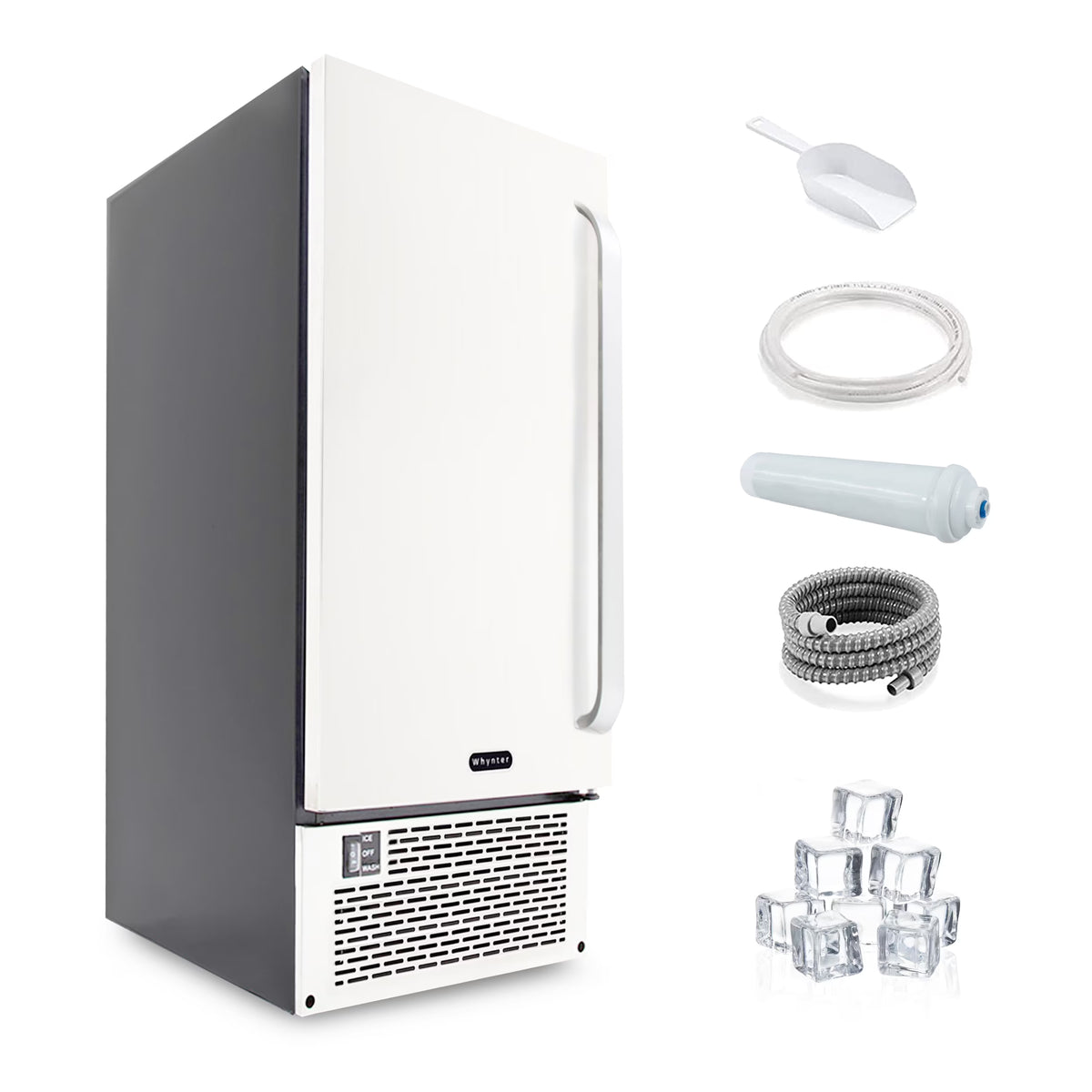 Whynter 15" Built-In Stainless Steel 80lb Capacity Clear Ice Cube Maker, Inline Water Filter UIM-502SS