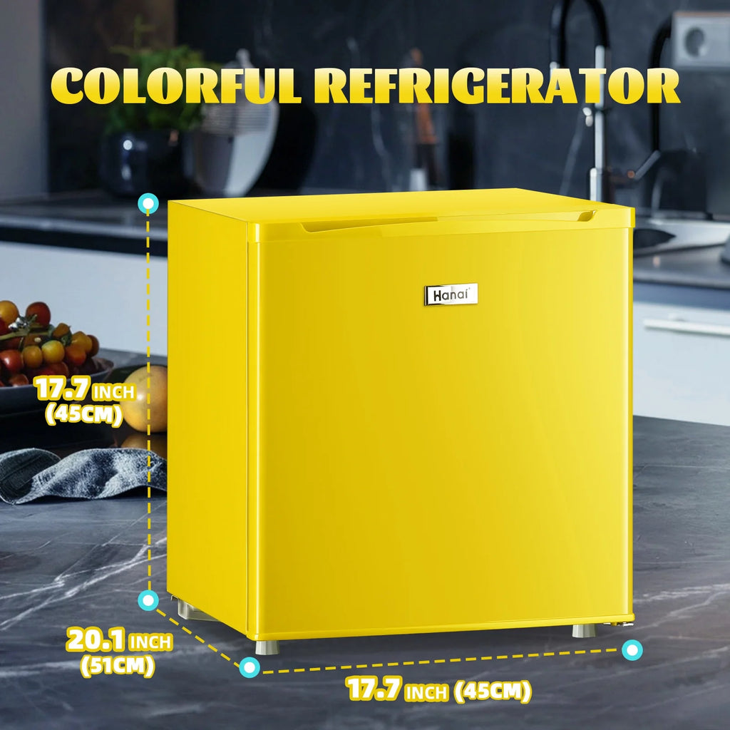 WANAI 1.7 Cu.Ft Mini Fridge with Freezer Single Door Retro Refrigerator for Home Dorm Apt Yellow