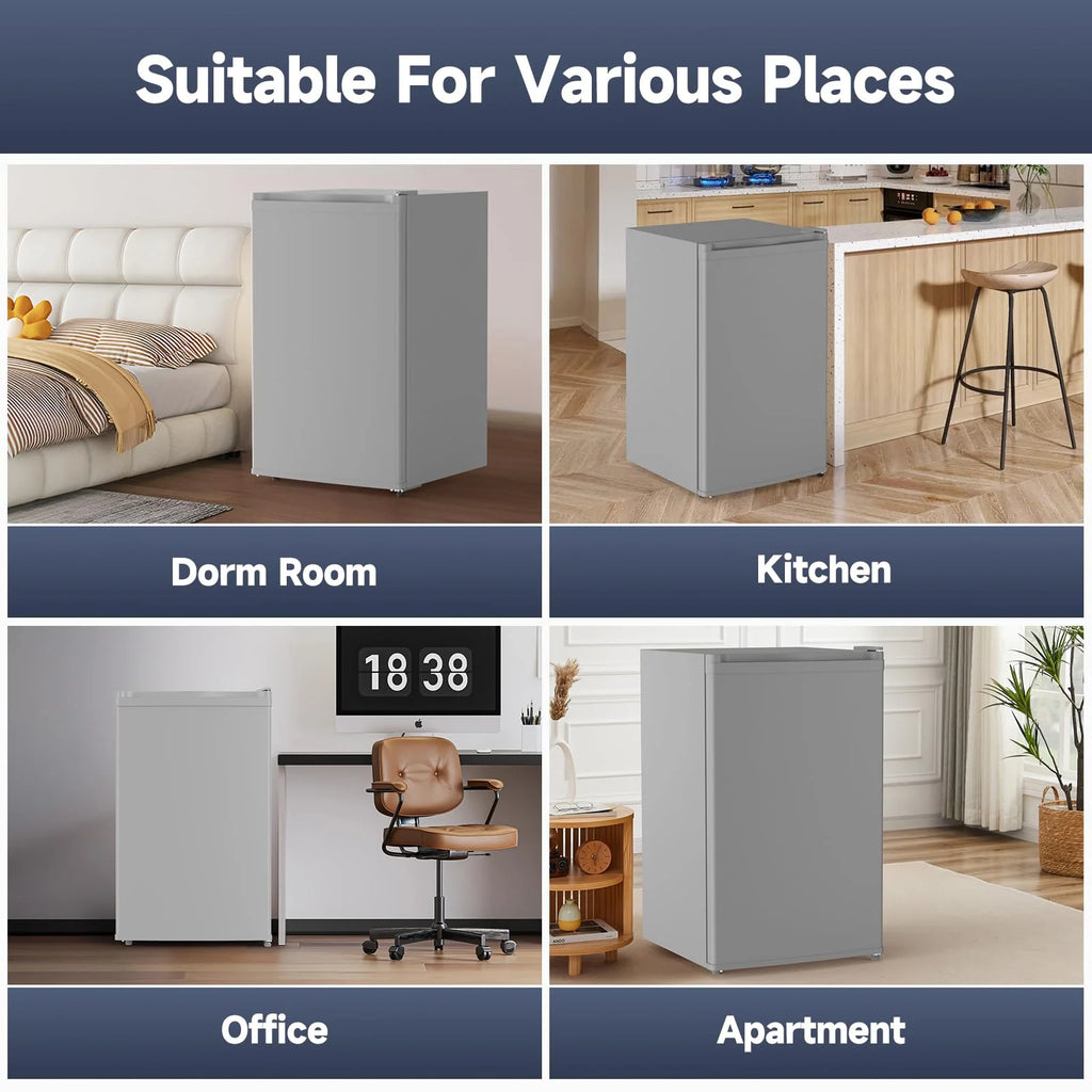 Soonbuy Compact Mini Fridge with Freezer, 4.3 Cu.Ft Single Door Refrigerator with Adjustable Temperature, Removable Shelves & Crisper Drawer, Energy Efficient Small Fridge for Bedroom, Office, Dorm, R