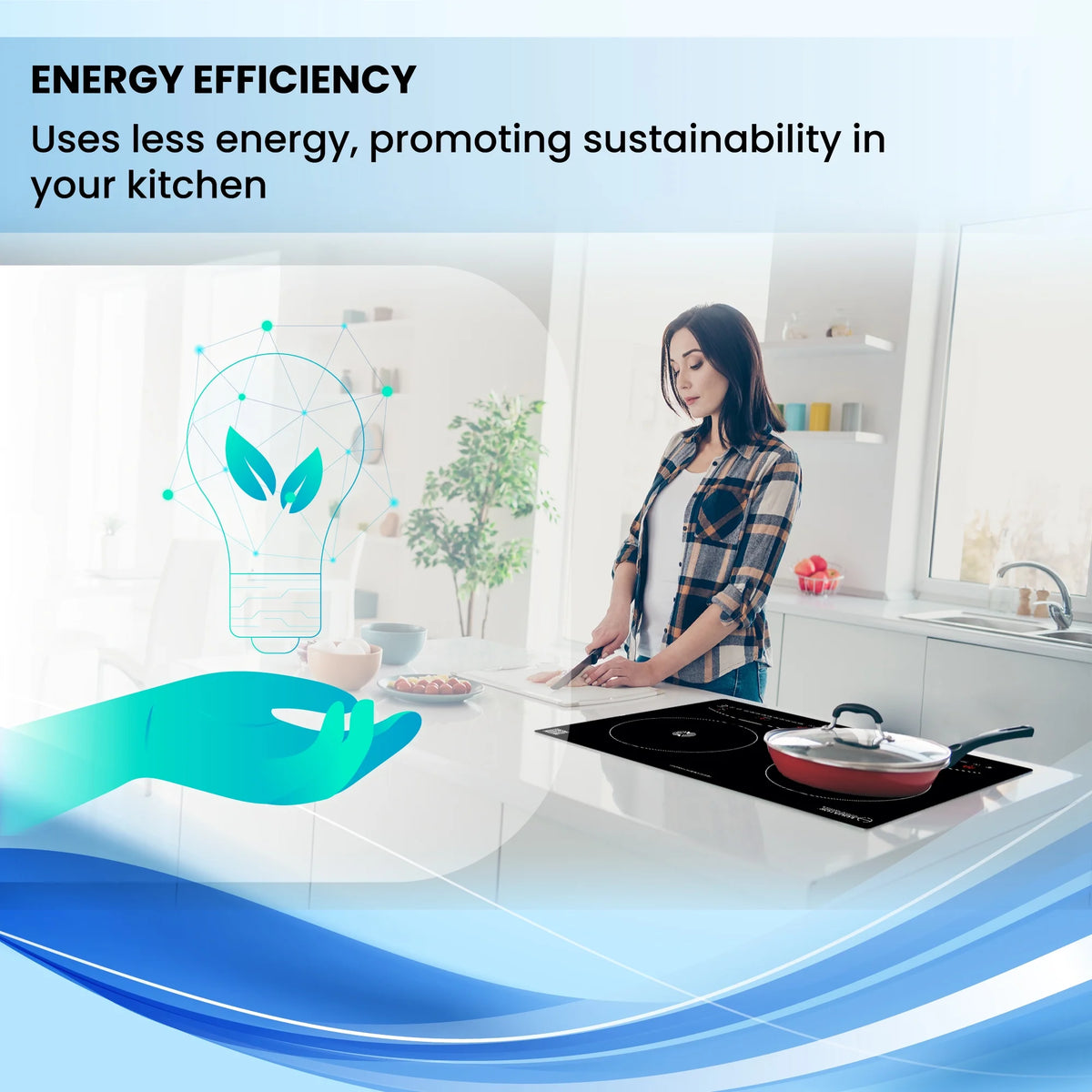 Equator 20" Electric Hybrid CERAMIC-INDUCTION 2 Burner Cooktop with 9 Power 110V