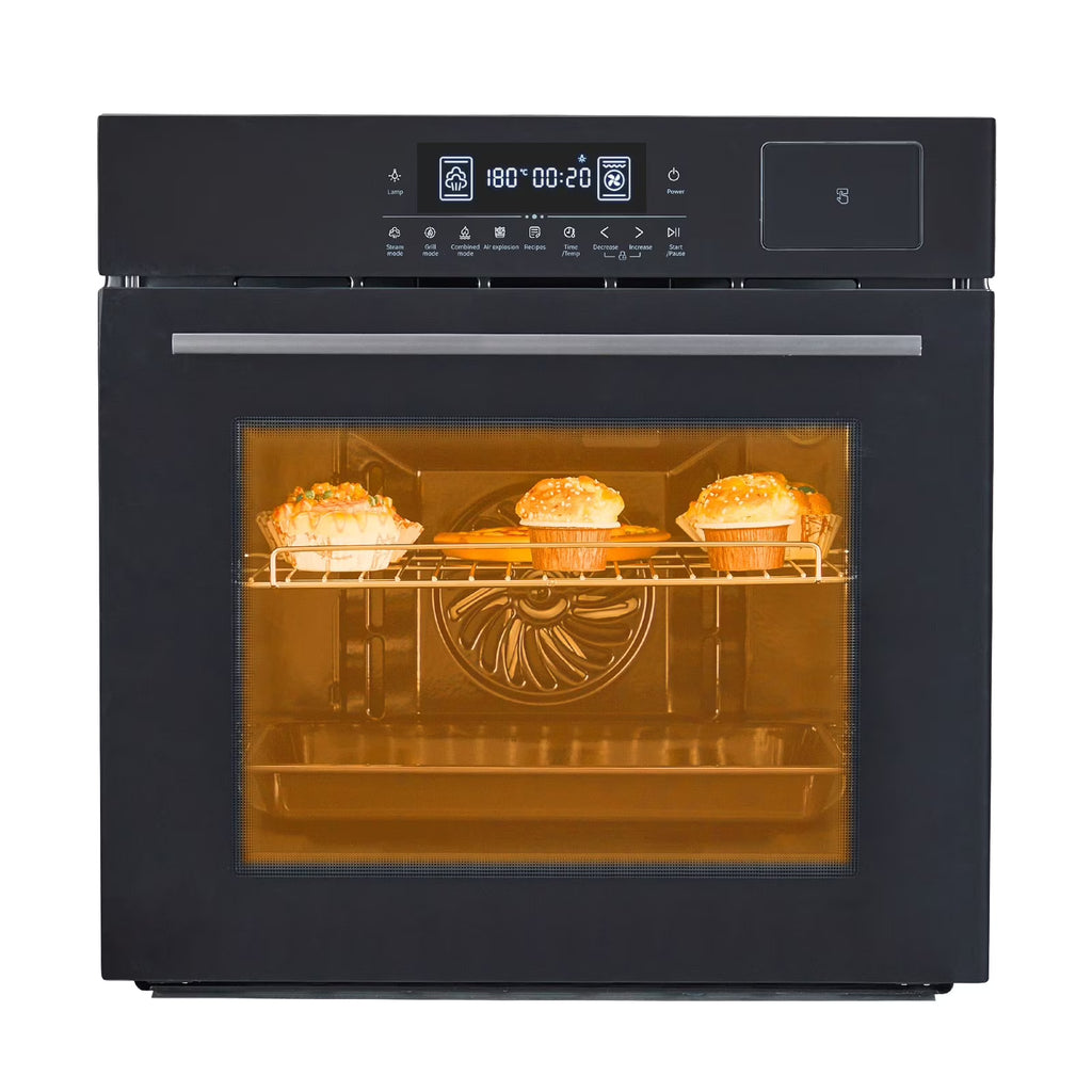 24 Inch Single Wall Oven Electric Built-In Oven, 2.5 Cu.Ft Wall Oven With Timer and Safety Lock, 3D Surround Heating, 3000W 240V, 8 Cooking Functions for Kitchen