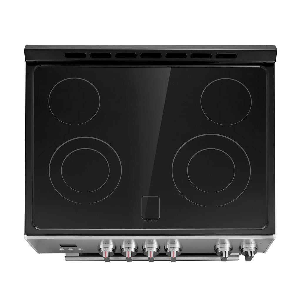 Cosmo 30 in. Stellar Collection 5.0 cu. ft. Electric Range with 4 Burner Glass Cooktop and Convection Oven in Stainless Steel