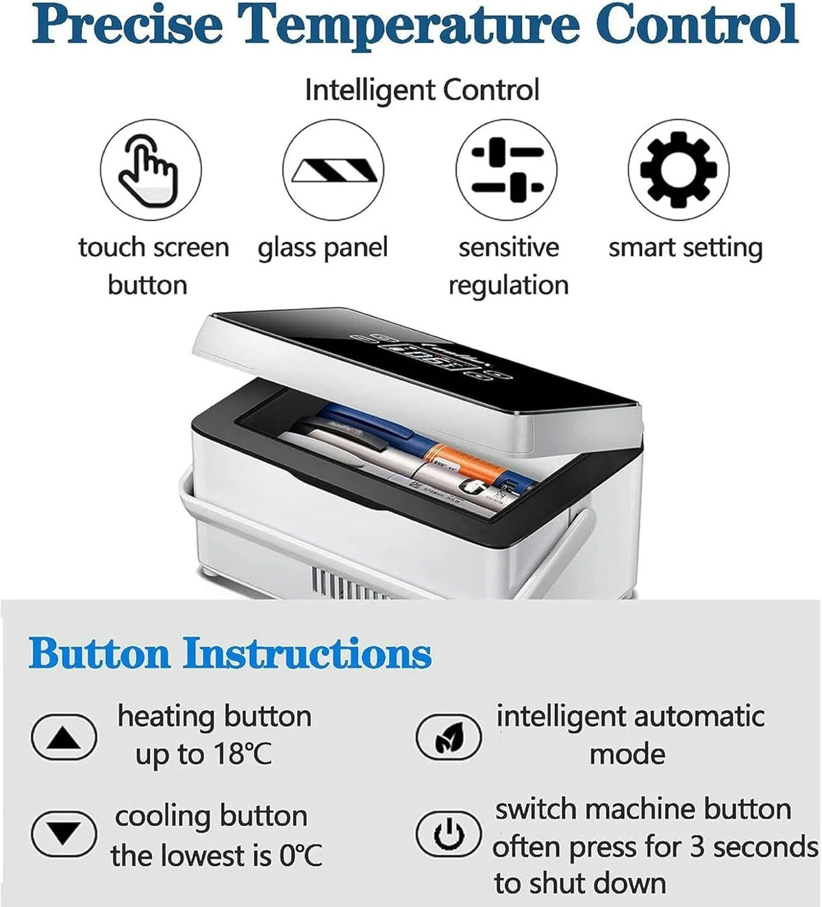 GXCZ Insulin Cooling Box Refrigerator Insulin Cooler Travel Box, Insulin Cooler, Refrigerator, USB Charging Thermostatic Refrigerator With Bag And Handle