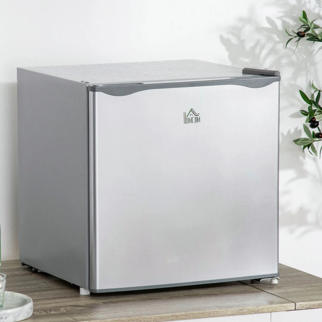 HOMCOM Mini Freezer Countertop, 1.1 Cu.Ft Compact Upright Freezer with Removable Shelves, Reversible Door for Home, Dorm, Apartment and Office, gray  05