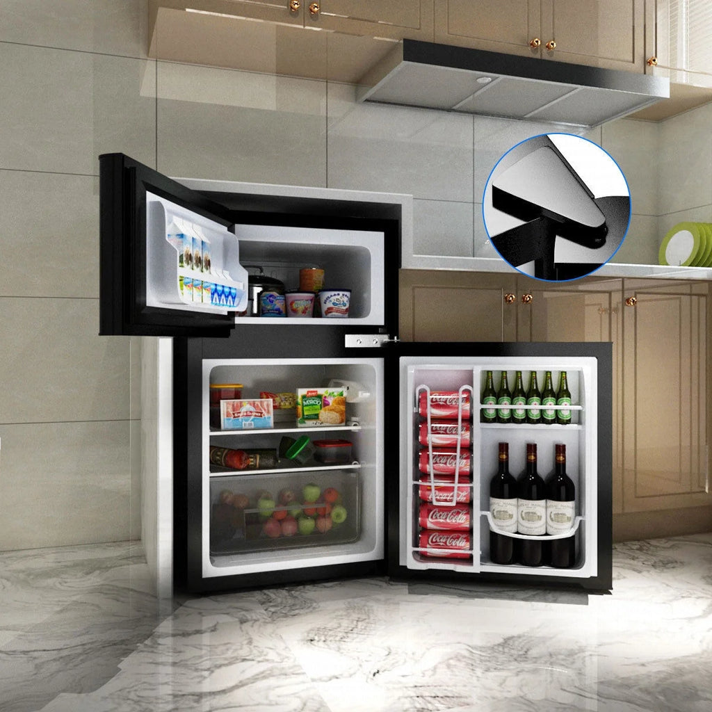 Costway Refrigerator Small Freezer Cooler Fridge Compact 3.2 cu ft. Unit, Grey