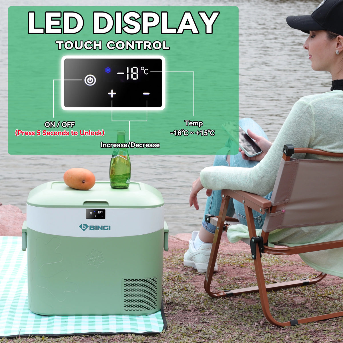 Portable Fridge 19 QT(18 Liter) 12 Volt Fridge Car Freezer Compressor Cooler 12/24V DC 110��240V AC for Camping Truck RV Boat & Home Use -18��~+15��