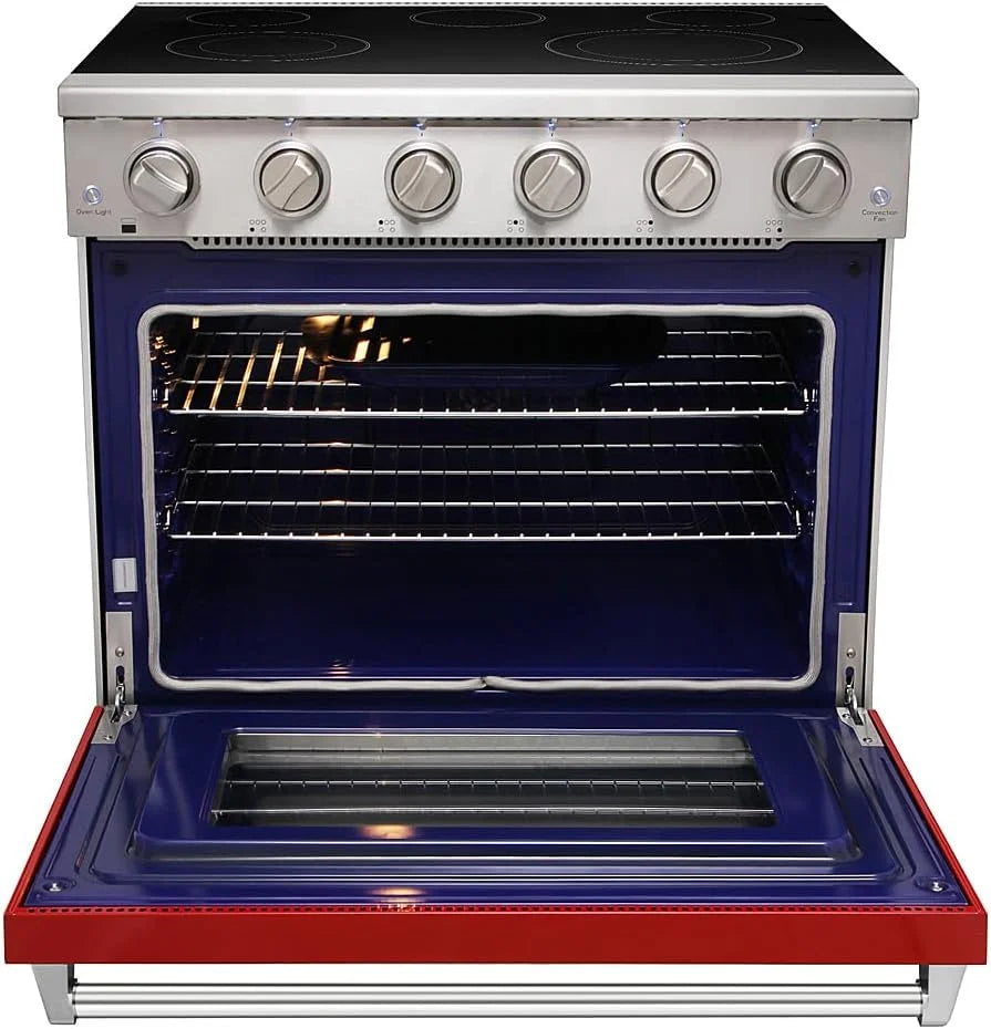 KOSTCH 36 inch Electric Range, 5-Burner Cooktop with 6.0 cu ft Convection Oven, Glass Top, in Stainless Steel