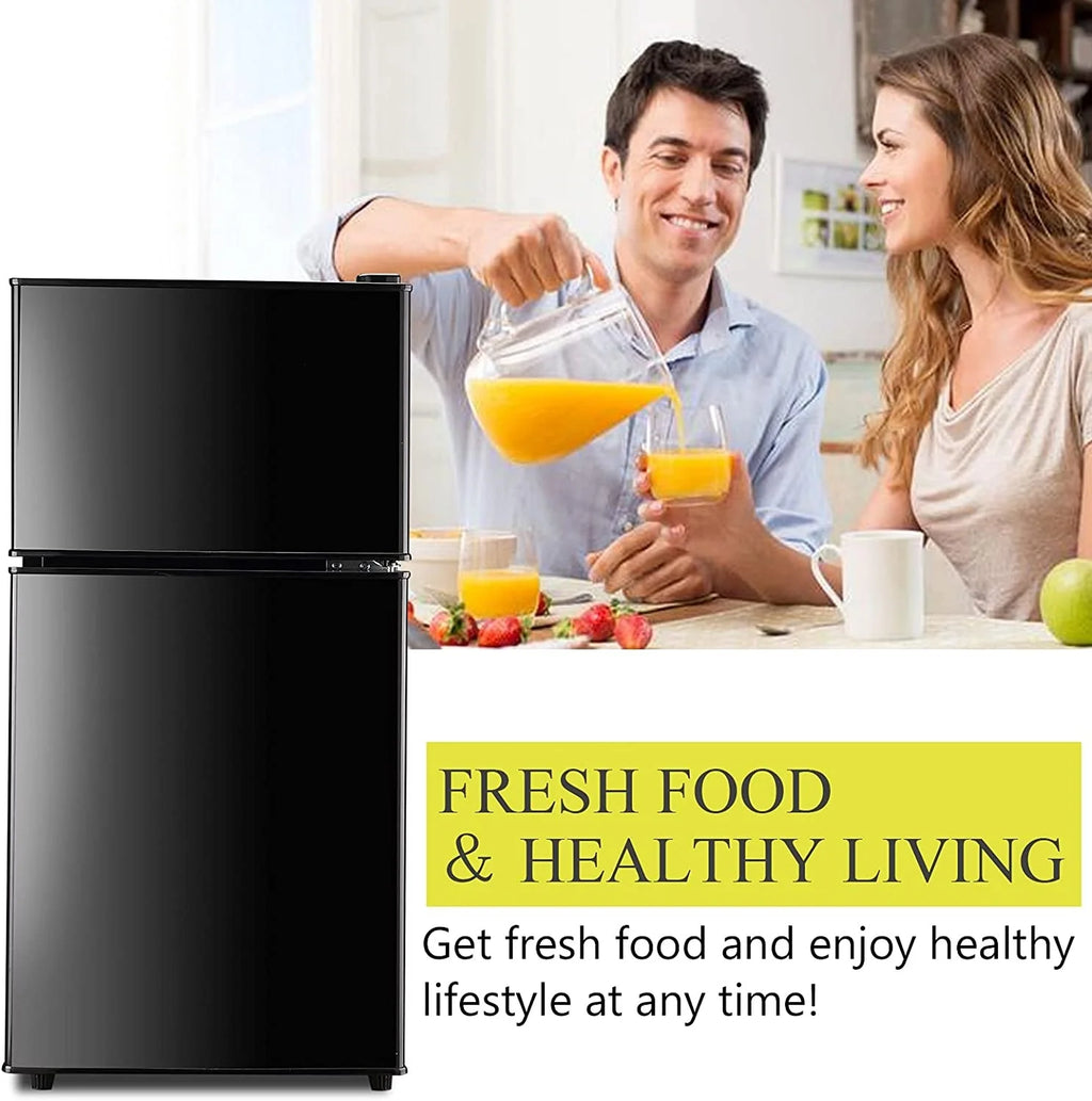 GGTB 3.0 Cu.ft Two Door Small Refrigerator with Freezer, Compact Retro Mini Refrigerator for Dorm, Office, Bar, RV, Bedroom, Red
