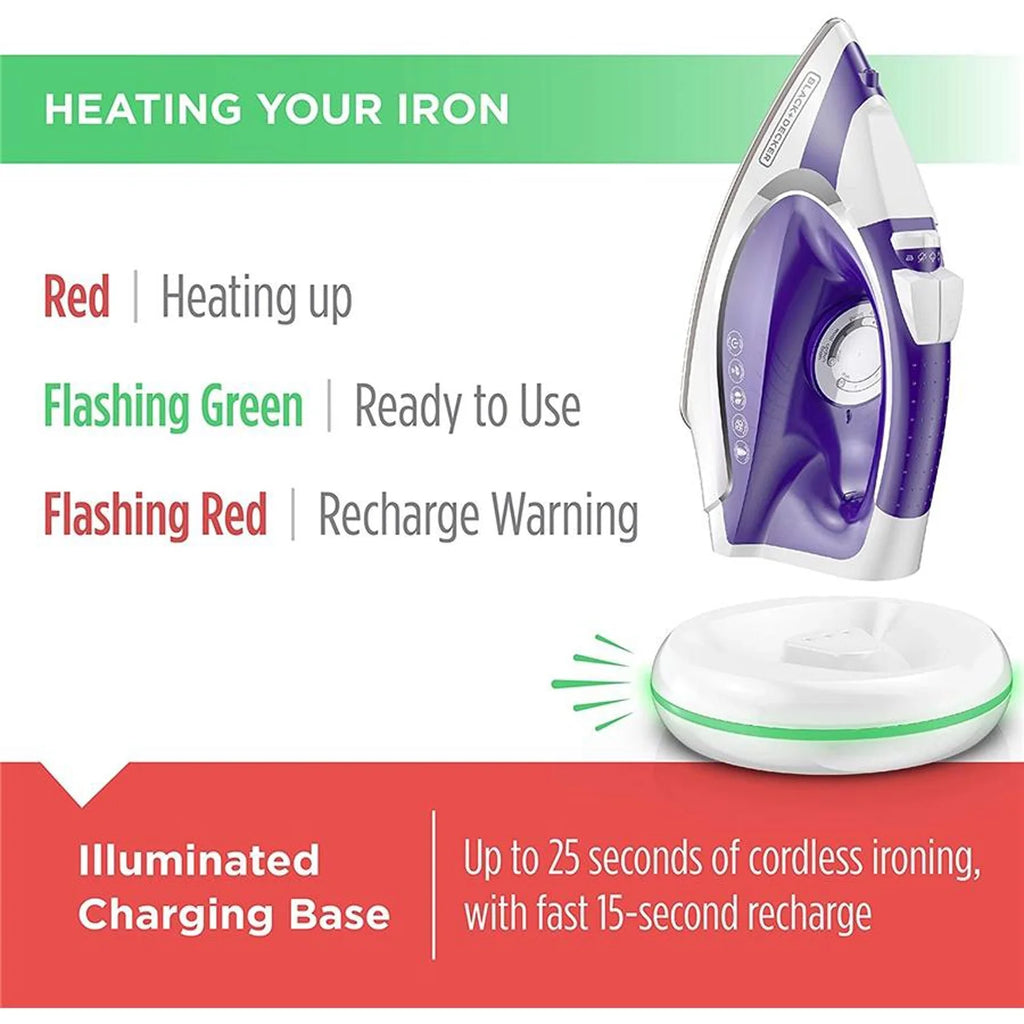 Black + Decker - Cordless Iron with Non-Stick Sole, Purple