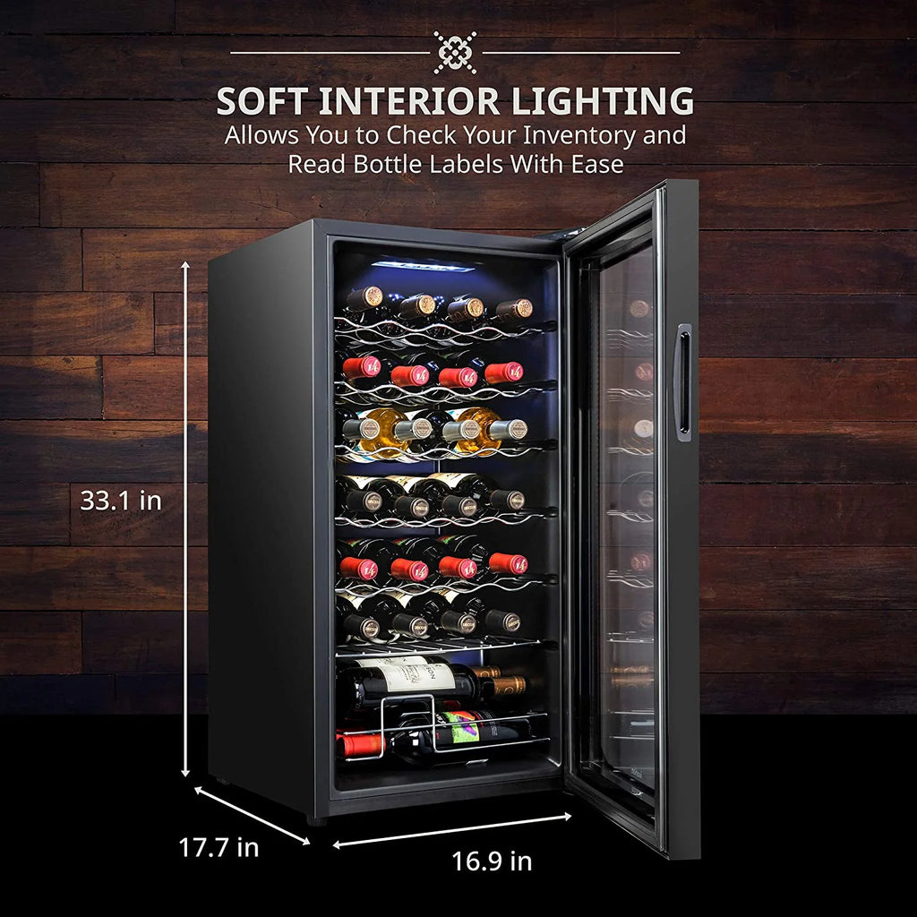 Ivation 18-Bottle Glass Door Compressor Refrigerator, Black