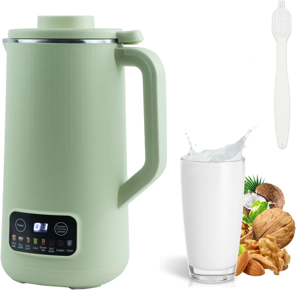 Nut Milk Maker Machine, 20 oz Automatic Milk Machine with 10 Blades, Plant-Based Milk, Oat, Soy, Dairy Beverages, Soy Milk Maker with 12 Hours Timer/Keep Warm/Auto-clean(White)
