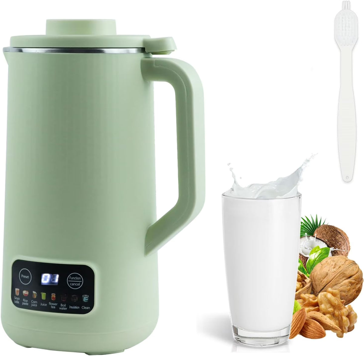 Nut Milk Maker Machine, 20 oz Automatic Milk Machine with 10 Blades, Plant-Based Milk, Oat, Soy, Dairy Beverages, Soy Milk Maker with 12 Hours Timer/Keep Warm/Auto-clean(White)