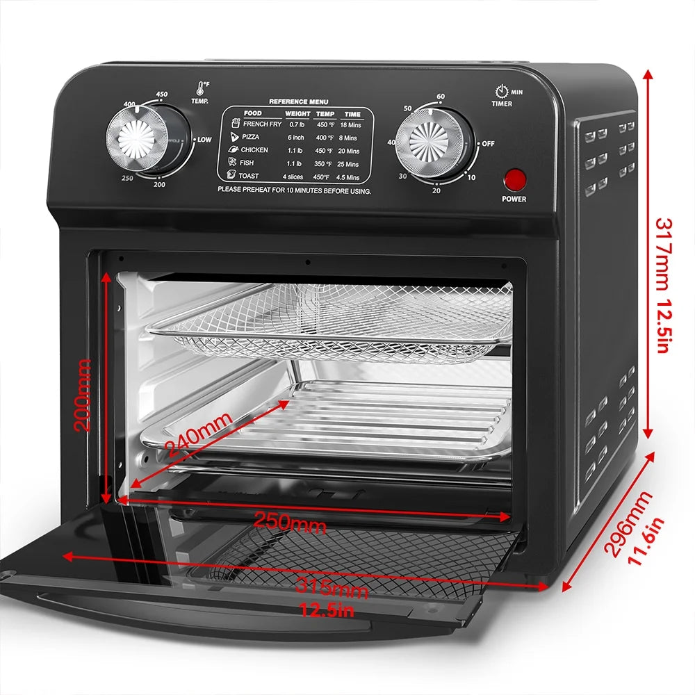 12.5QT 7-in-1 Convection Toaster Oven 1500W, Stainless Steel (Black) �C 5 Presets for Baking, Roasting, Grilling & More