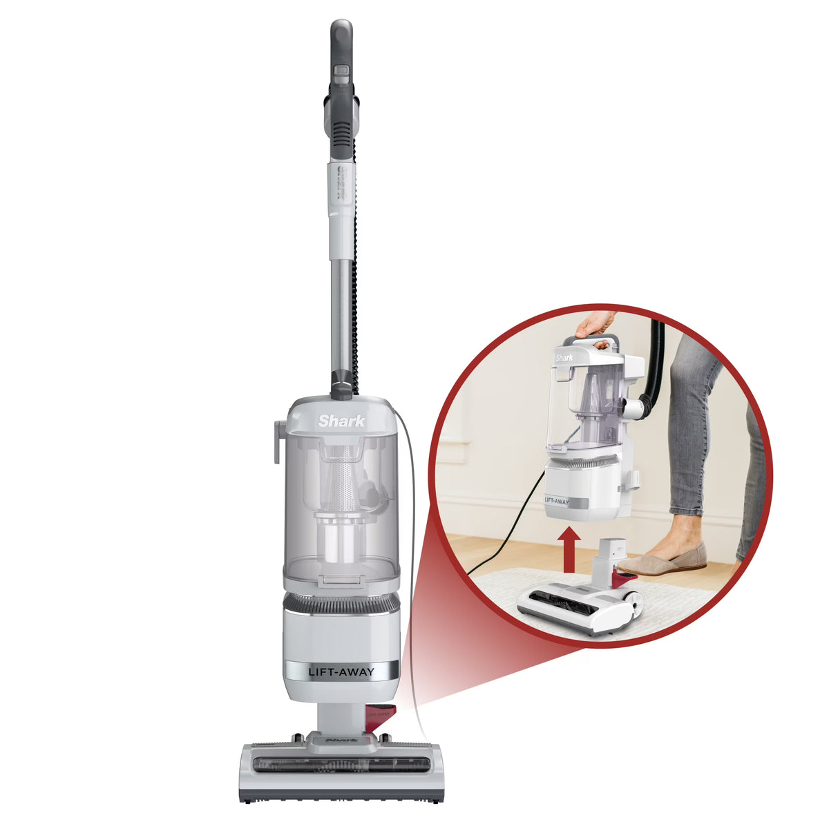 Shark Bagless Upright Vacuum, Navigator Advanced Lift Away with Powerful Hair Pickup, Crevice and Upholstery Tool, Anti Allergen Seal, Easy to Empty, Large Dustbin, Grey, LA300
