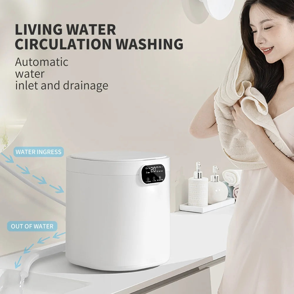 SIMATE Portable Washing Machine, Full Automatic Mini Washer with Spin Function, Compact Laundry Machine for Underwear, Socks, Baby Clothes, 30W, 7L