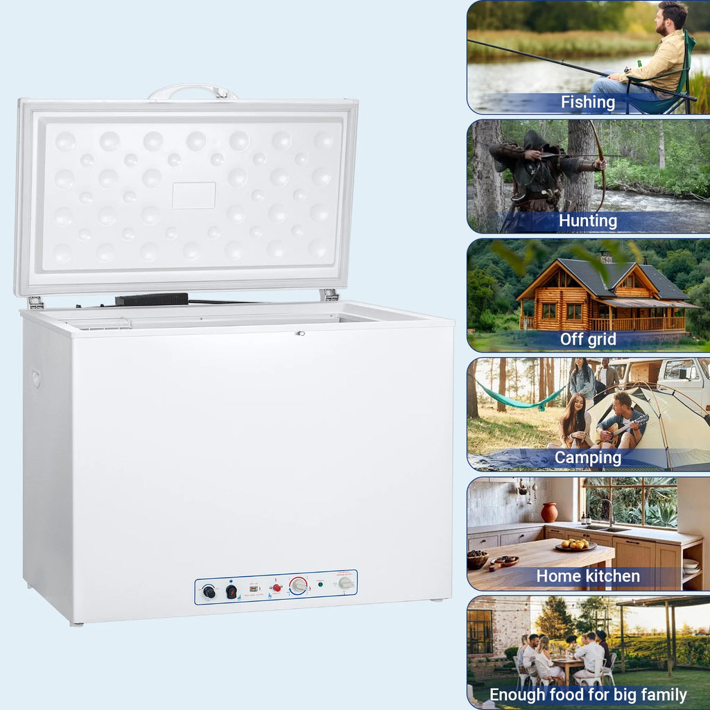 7 Cu ft Propane Chest Freezer LPG/110V 2 Way Freezer with Lock and Top Open Door Outdoor Camping
