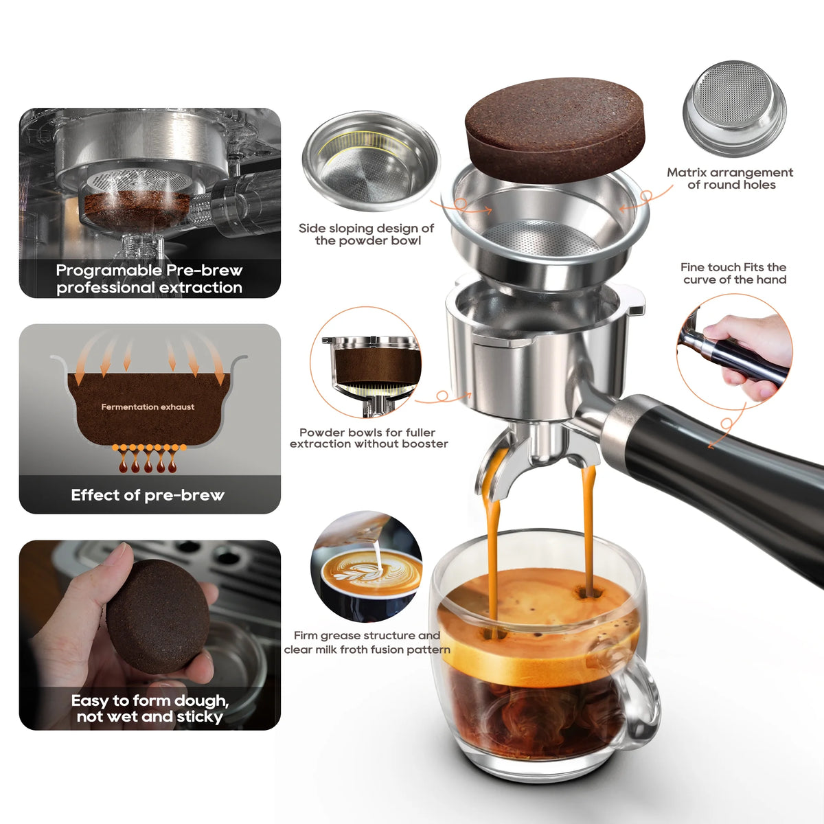 HiBREW 58mm Espresso Machine H10A, 20 Bar Coffee Maker with Milk Frother Steam Wand, Stainless Steel Coffee Machine for Home Use