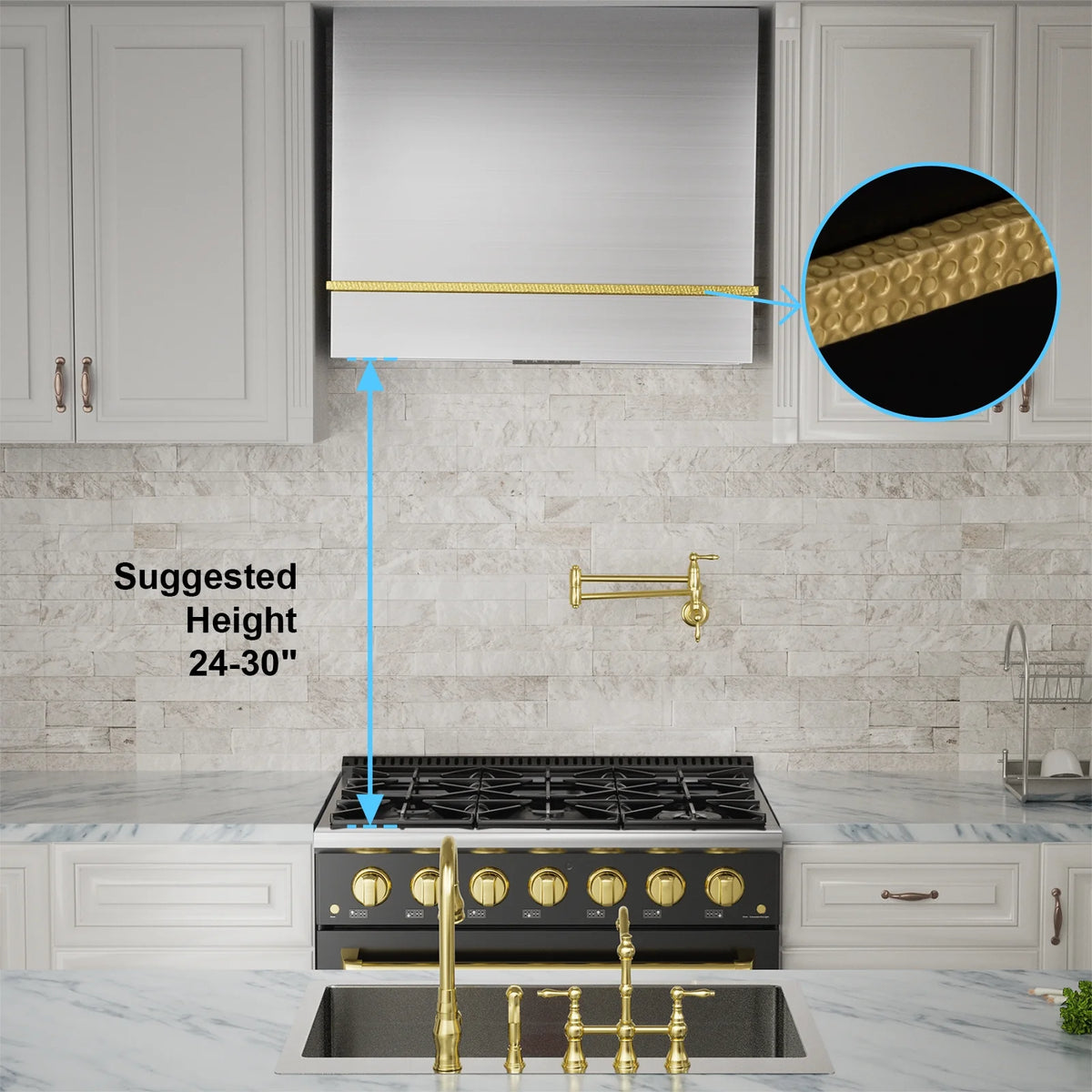 Akicon Range Hood 36 Inch, Ultra Quite Stainless Steel Kitchen Hood, Wall Mount Square Vent Hood with LED Light and Dishwasher-Safe Filters, Hood Vents for Kitchen, 3 Speeds, 600 CFM (AK-HS36HB-SWG)