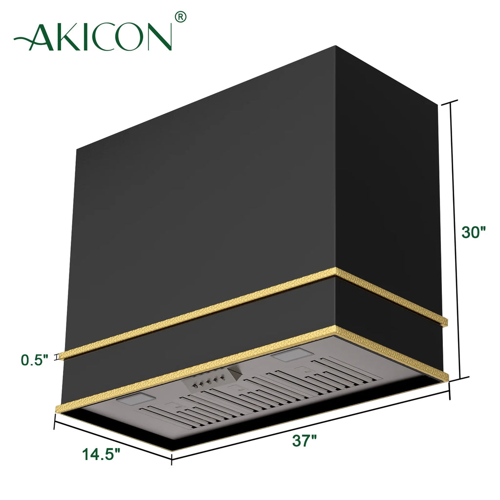 Akicon Range Hood 36 Inch, Ultra Quite Stainless Steel Kitchen Hood, Wall Mount Square Vent Hood with LED Light and Dishwasher-Safe Filters, Hood Vents for Kitchen, 3 Speeds, 600 CFM (AK-HS36HB-SWG)