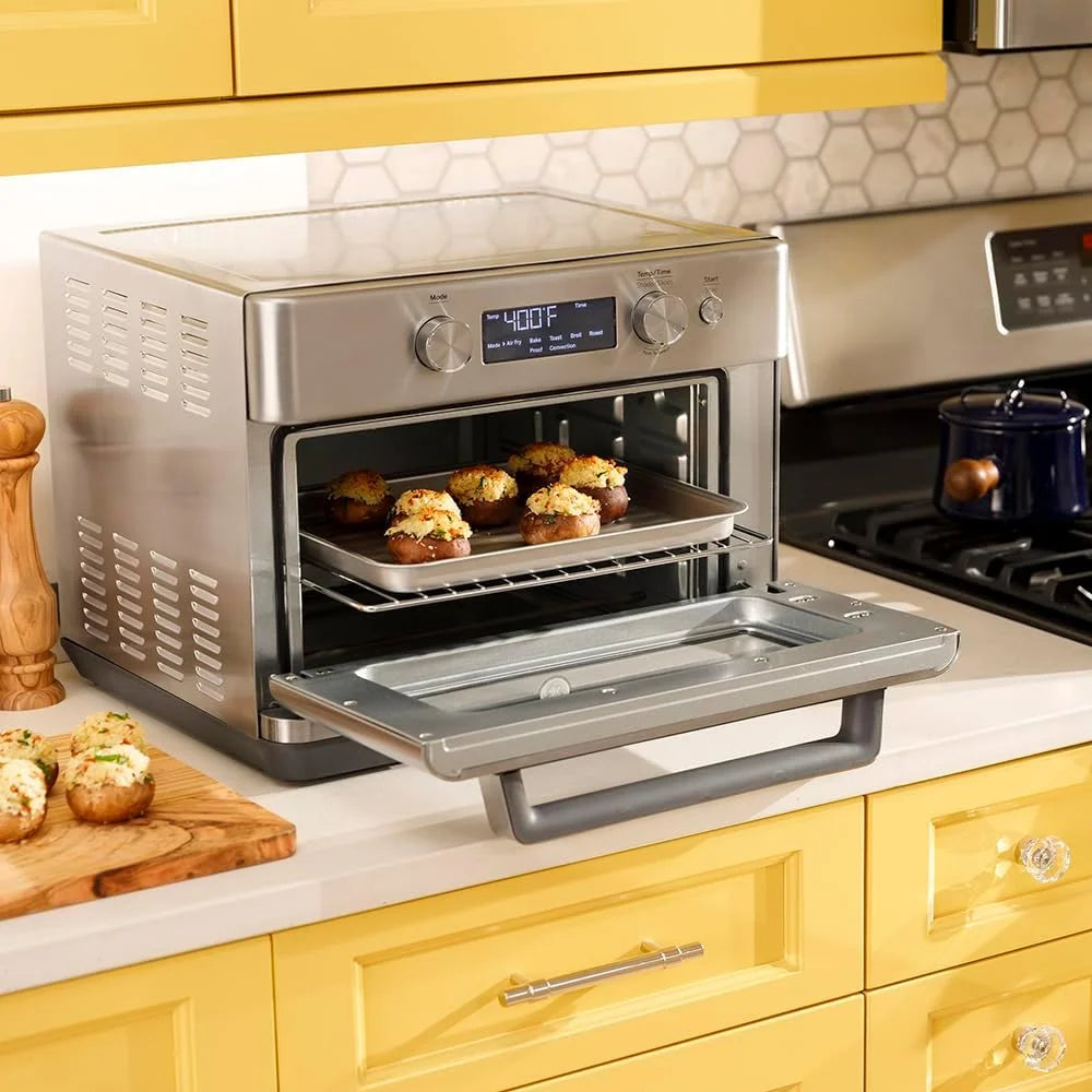 GE 1500-Watt Digital Air Fry 8-in-1 Toaster Oven with Convection and Removable Crumb Tray, Stainless Steel