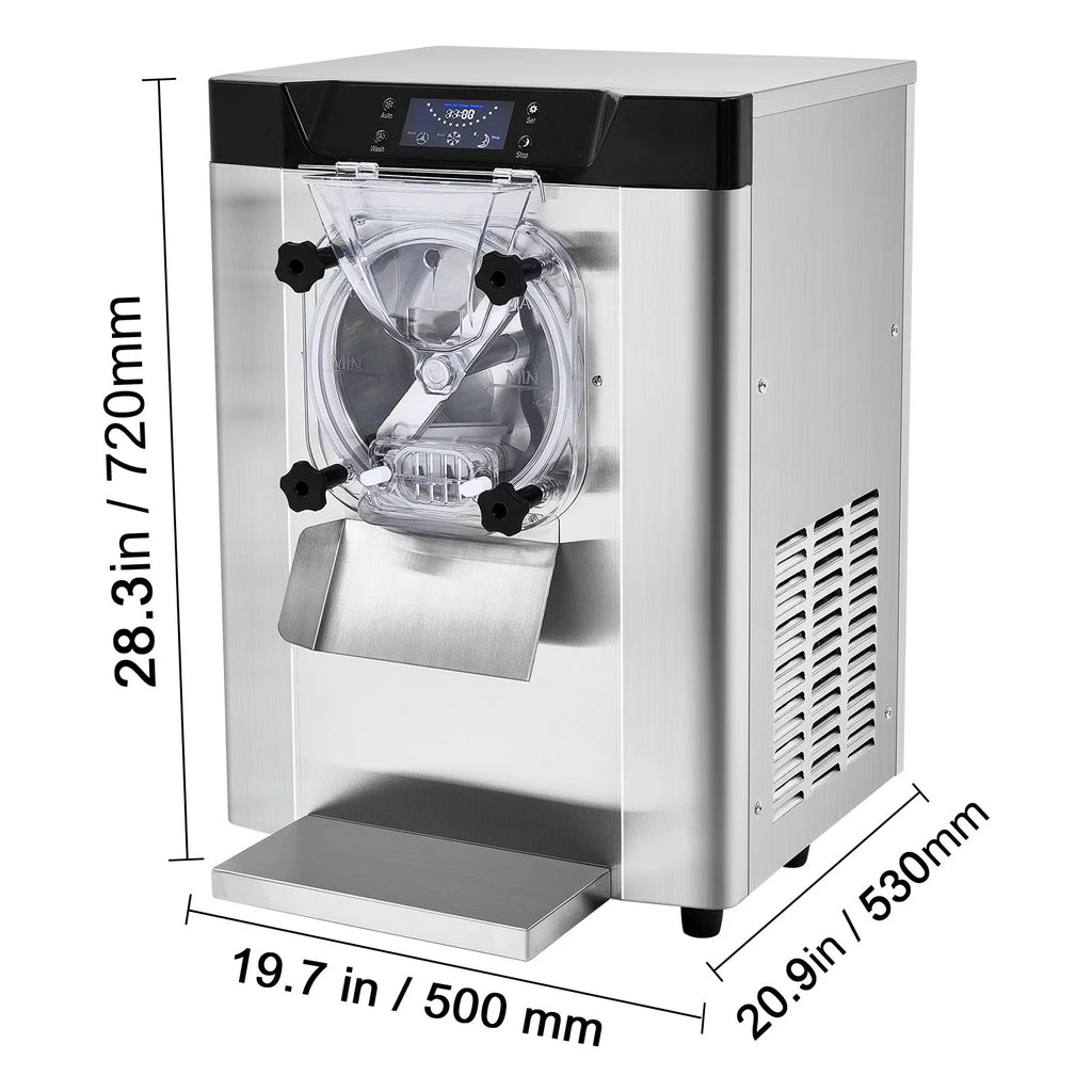 KFFKFF Commercial Hard Serve Ice Cream Machine Maker with a Yield of 12 Liters per Hour for Single Flavor