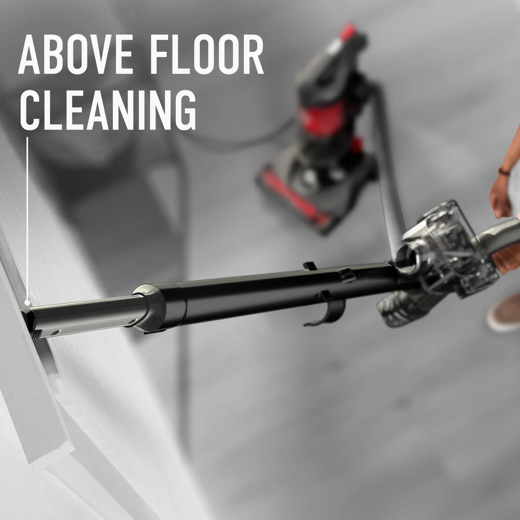 Hoover Rewind Pet Bagless Upright Vacuum Cleaner, Pet Friendly, Automatic Cord Rewind, Multi-Surface and Above Floor Cleaning, UH77410V, Gray & Red