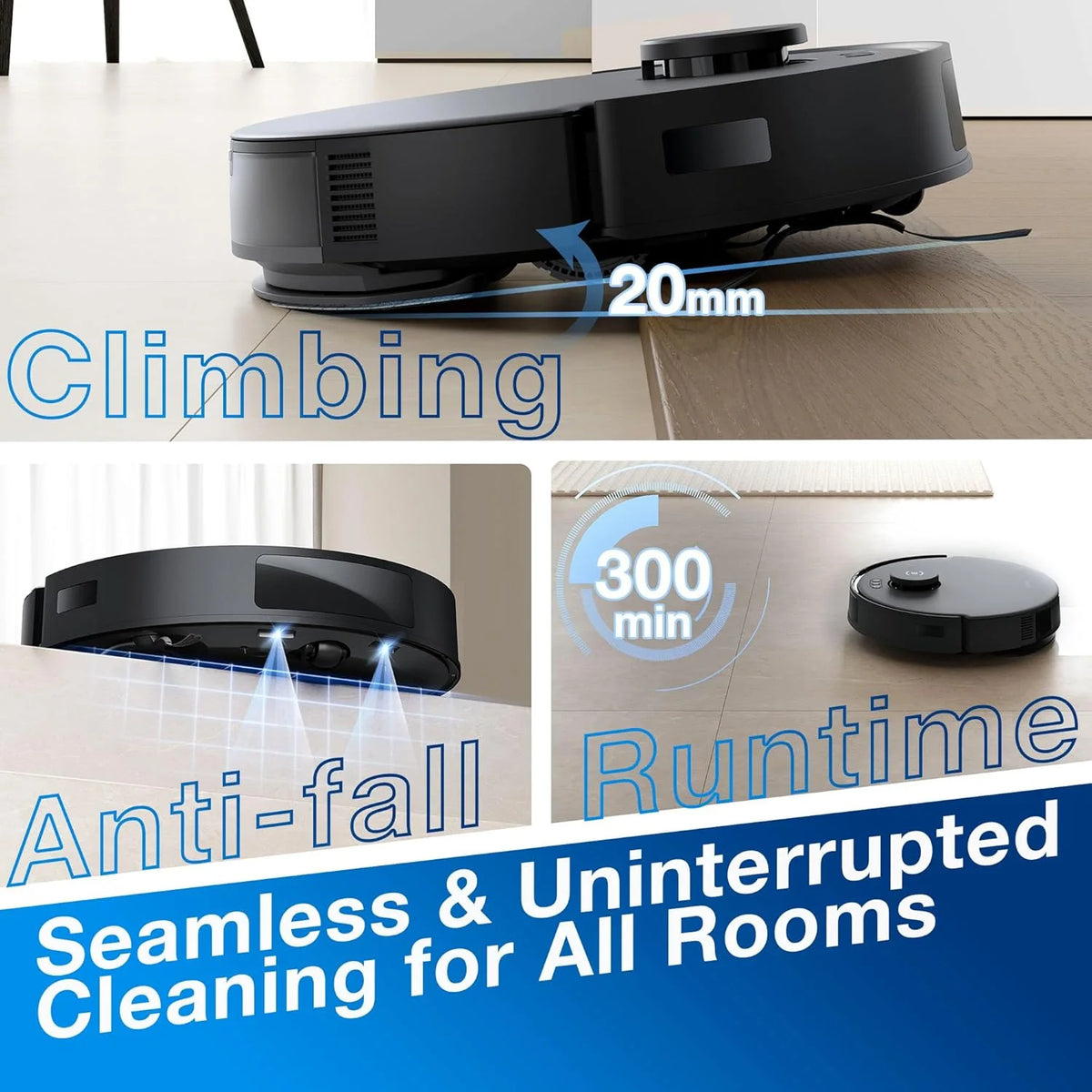 ECOVACS DEEBOT N20 PRO Robot Vacuum Cleaner and Mop,8000Pa Strong Suction, ZeroTangle Brush, Vibrating Mopping System, 300 Minutes Runtime