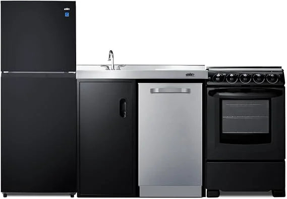 80" Wide All-In-One Kitchenette with Range and Dishwasher