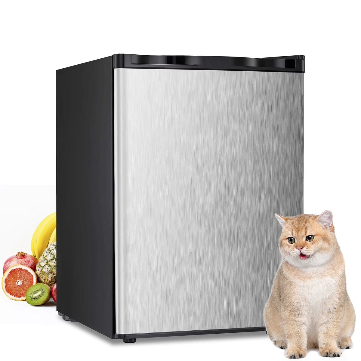 Auseo Mini Freezer Countertop, Energy Saving 2.6 Cu.ft, Single Door Compact Upright Freezer with Reversible Door for Home/Office/Kitchen-White