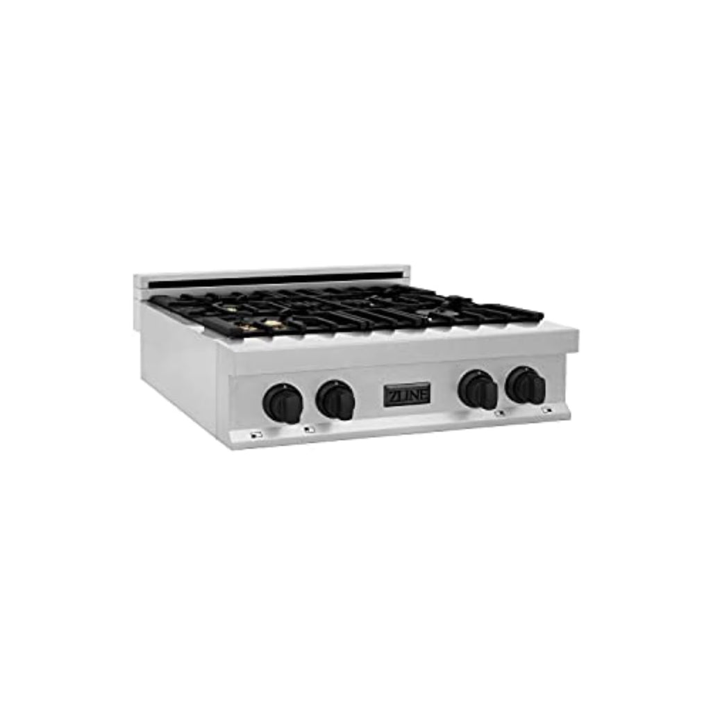 ZLINE 30 in. Autograph Edition Rangetop in DuraSnow Stainless Steel with Matte Black Accents (RTSZ-30-MB)