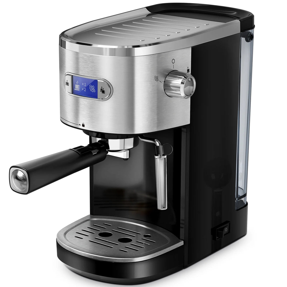 Electactic NEW Coffee Maker 2.0, with 20BAR Extraction, LED Display, 1.2L Water Tank, PCB Electronic Temperature Control, Steam Milk Frother, for Home, Office, Coffee Shop - Black