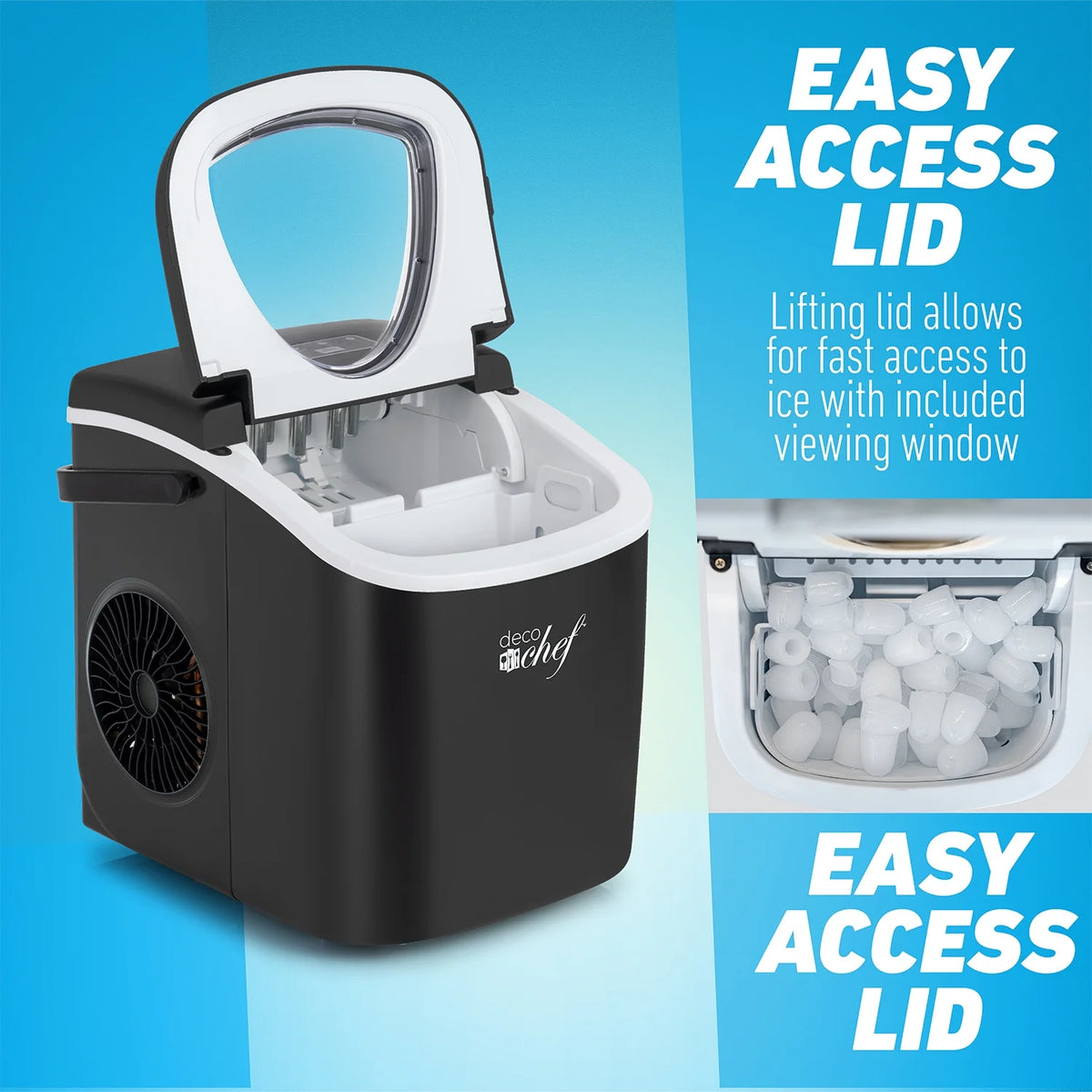 Deco Compact Countertop Ice Maker, 26LBs in 24HRs, 9 Bullet Ice Cubes Ready in 6 Minutes, Stainless Steel
