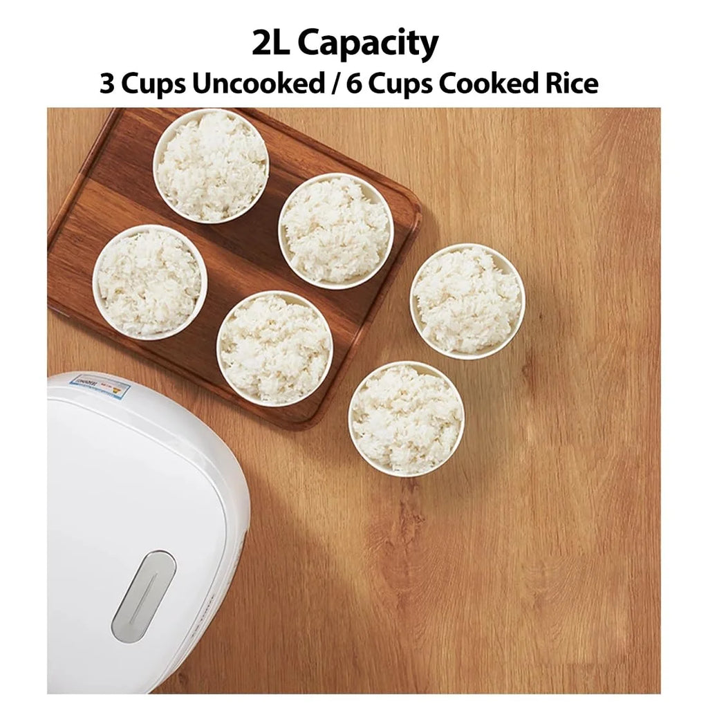 Joydeem Ceramic Rice Cooker FD20S-W, 3 Cups Uncooked Rice Cookers with Pure Ceramic Inner Pot, 24h Dealy Start, 2L, White