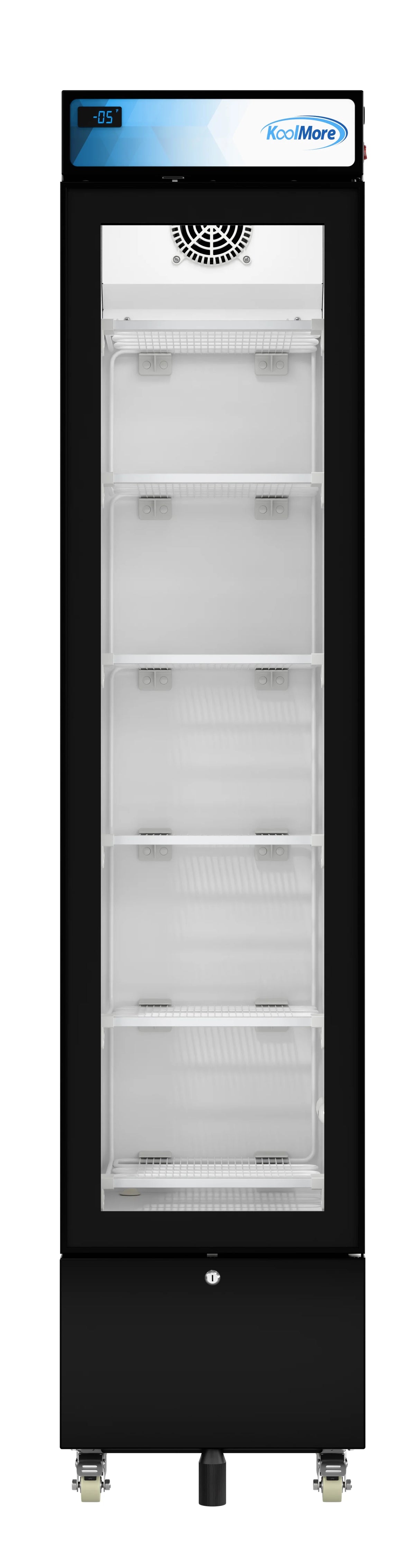 17 in. Slim Commercial Merchandiser Freezer with Manual Defrost, 6.5 Cu. Ft. Capacity, ETL Listed in Black (KM-MDF-17S)