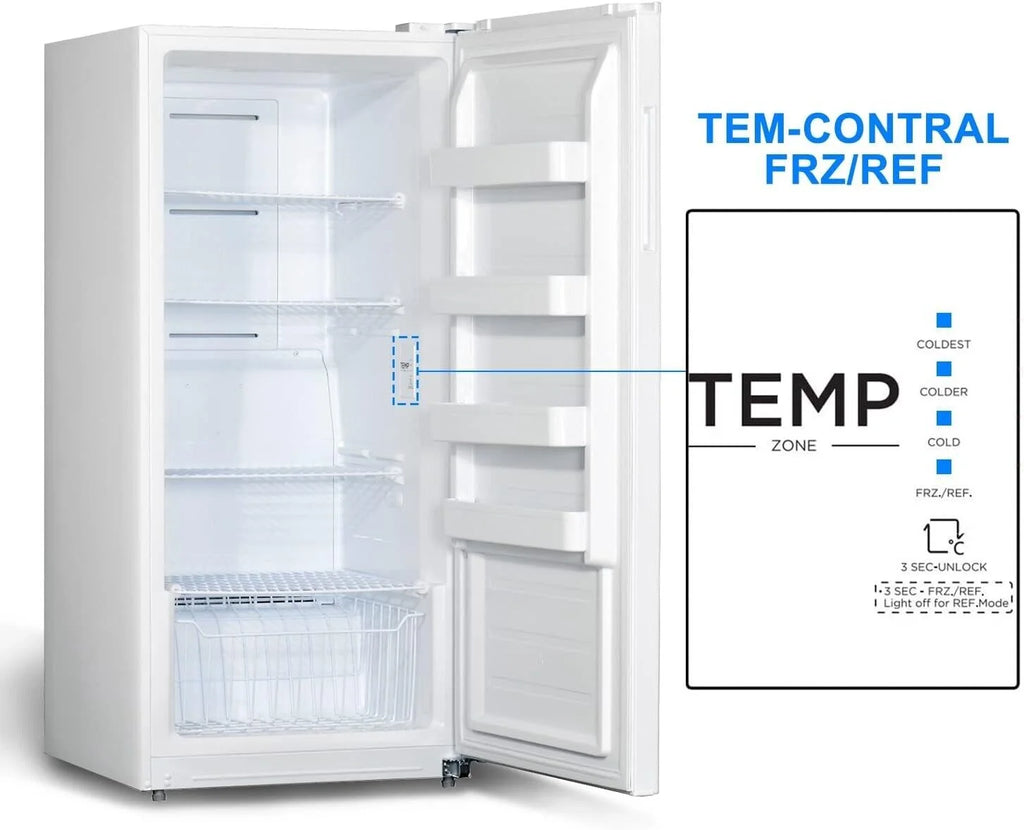 Smad Upright Freezer, Standup 21 Cu ft  Frost Free with Drawers Stainless Steel Standing Convertible Refrigerator for Garage Kitchen Use