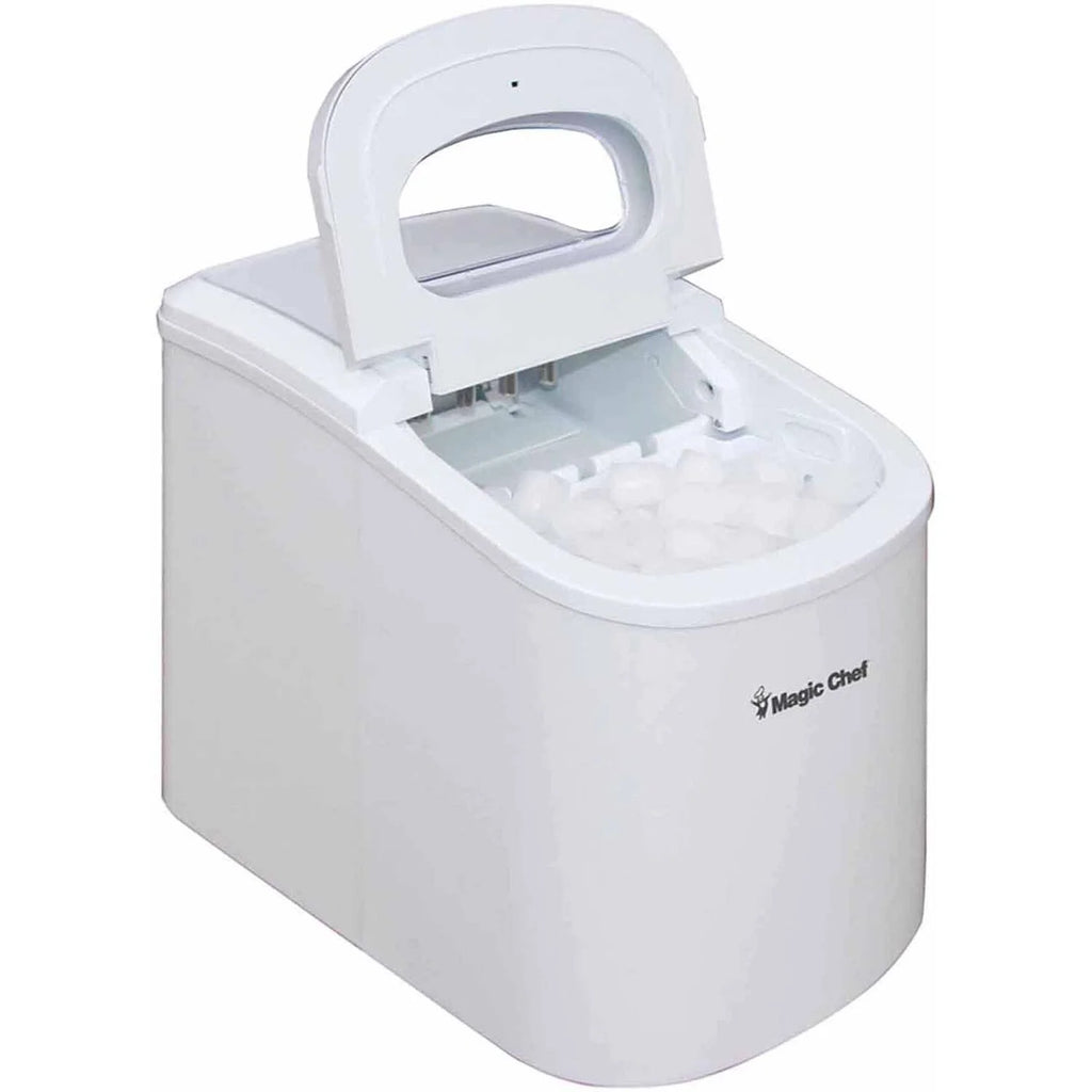Magic Chef 27 lb. Capacity Portable Countertop Ice Maker, White and Makes Bullet Ice
