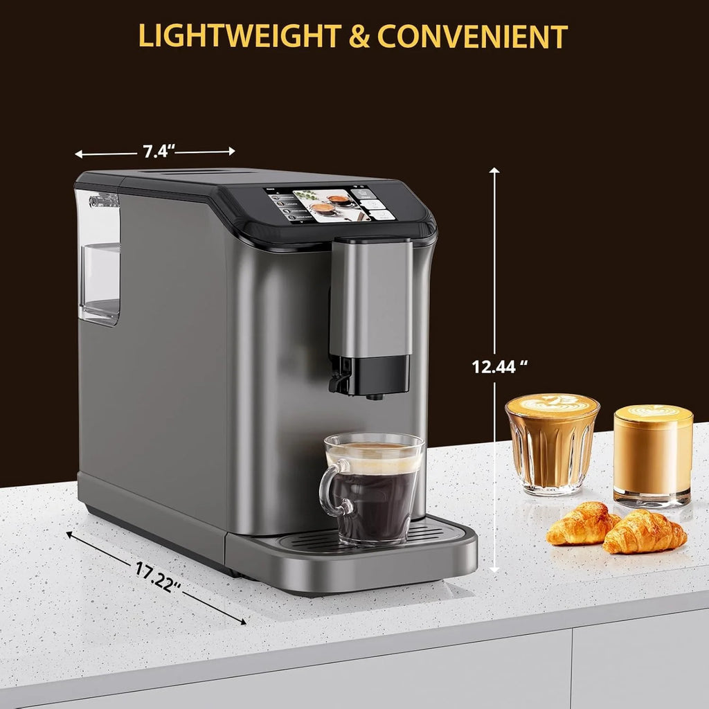 AOILE 20-Bar Dual Boiler Espresso Machine, Self-Cleaning Coffee Maker with Grinder & LCD Touch Panel