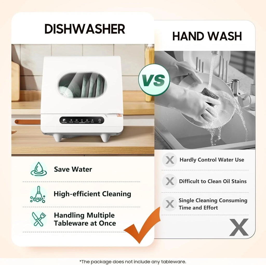 Portable Countertop Dishwasher Dishwasher Compact Dishwasher with 5 Intelligent Washing Functions Counter Top Dishwasher for Knives, Forks, Spoons, Chopsticks