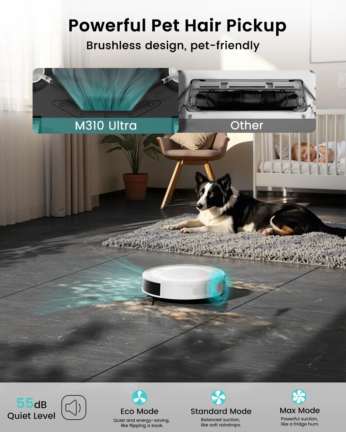 Lefant Robot Vacuum Cleaner with 4500Pa Suction, PSD Obstacle Avoidance, APP/Remote/Voice Control,Ideal for Pet hair, M310